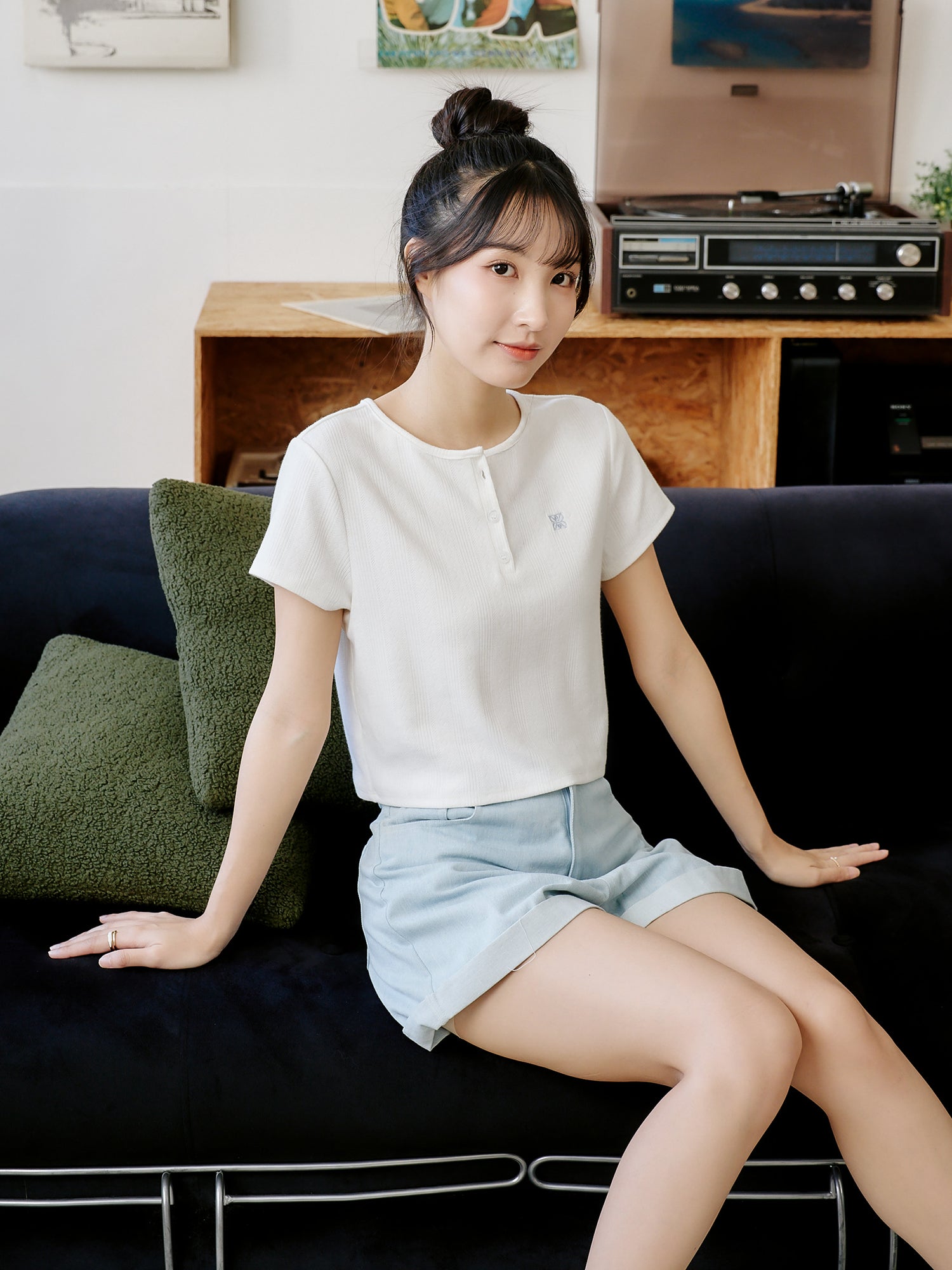 Henley Embroidered Top