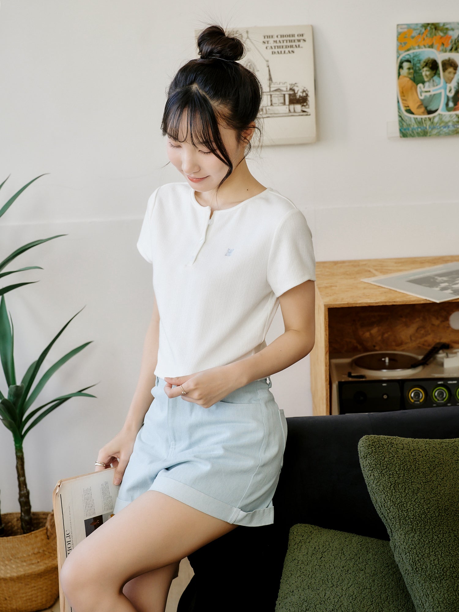 亨利領針織上衣