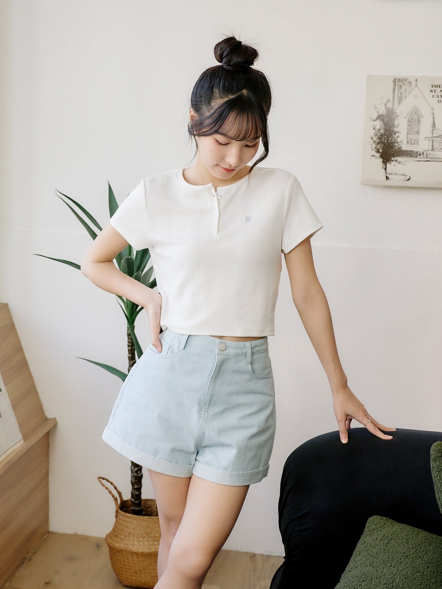 Henley Embroidered Top