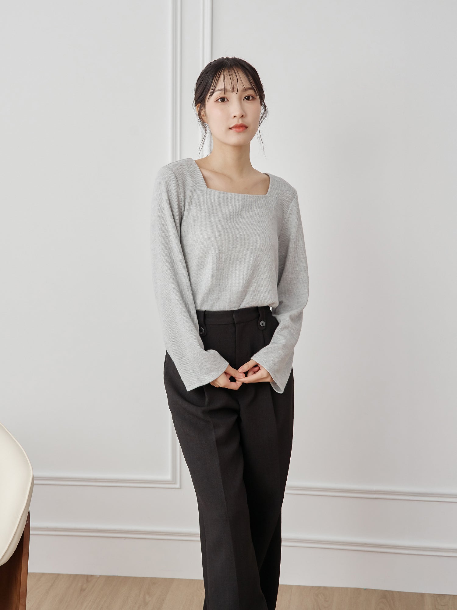 Bell-Sleeve Square Neck Top