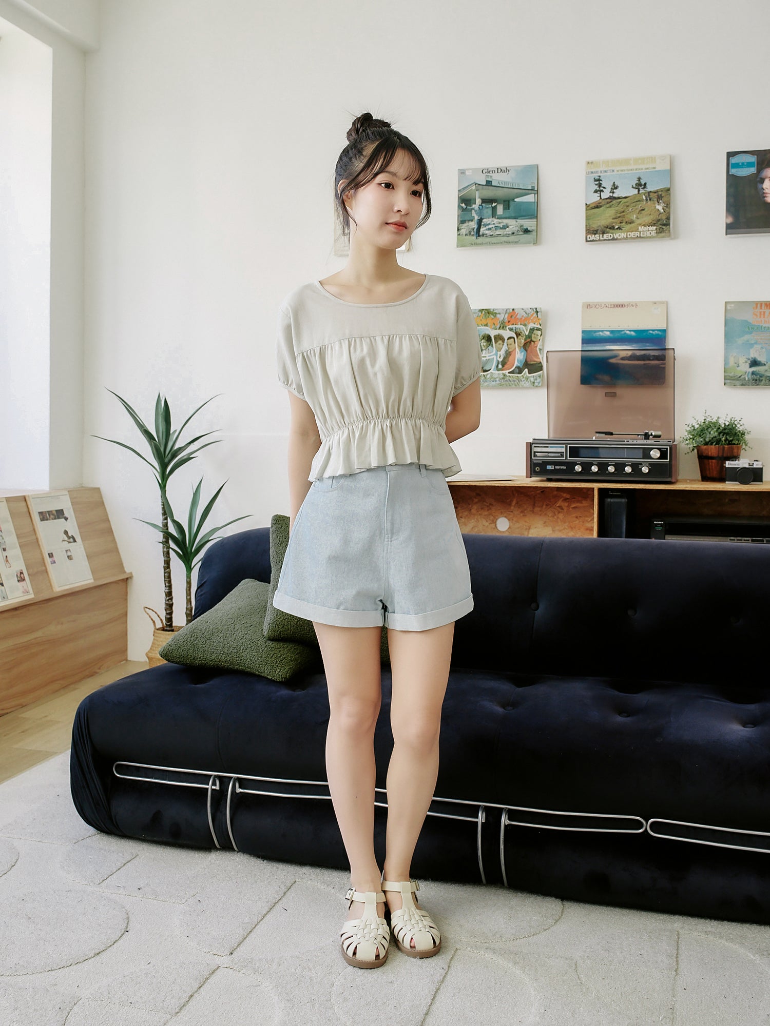 Feminine Elastic Waist Top