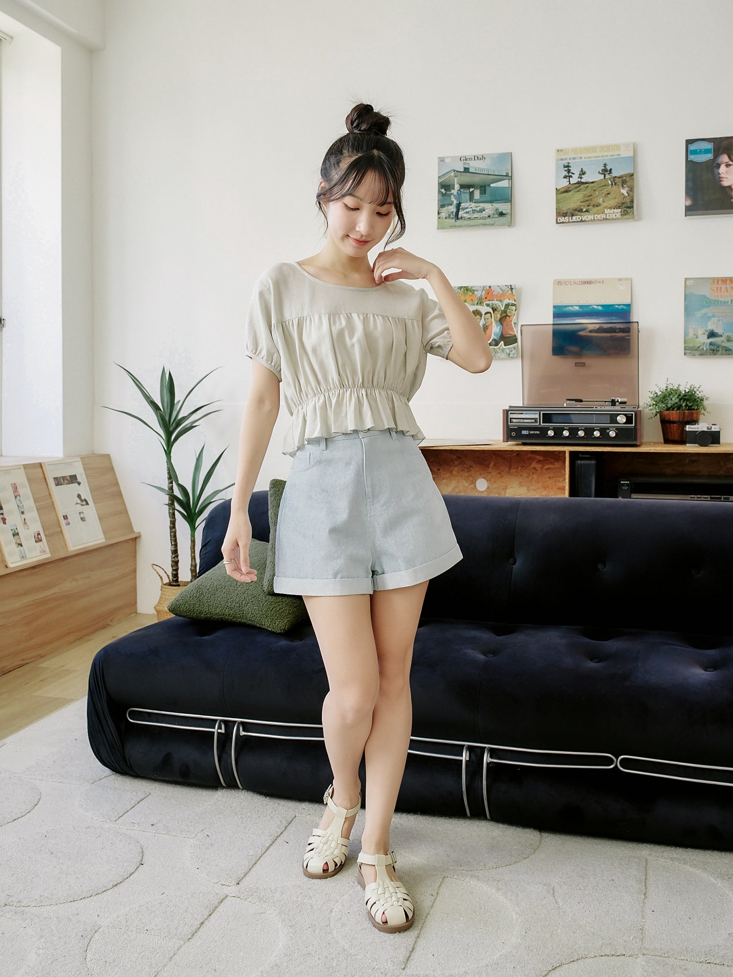 Feminine Elastic Waist Top