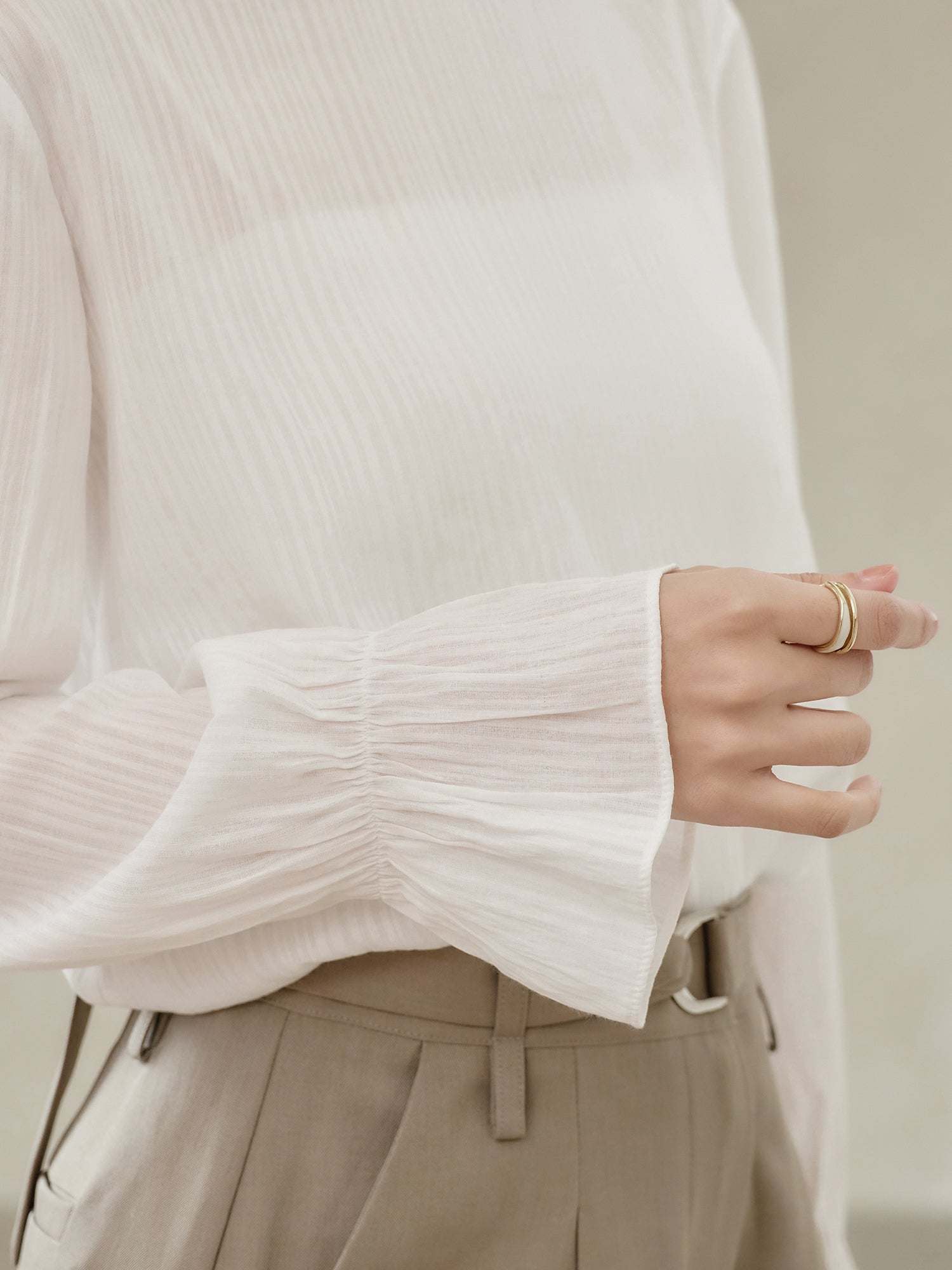 Modern Ruffle Cuff Blouse