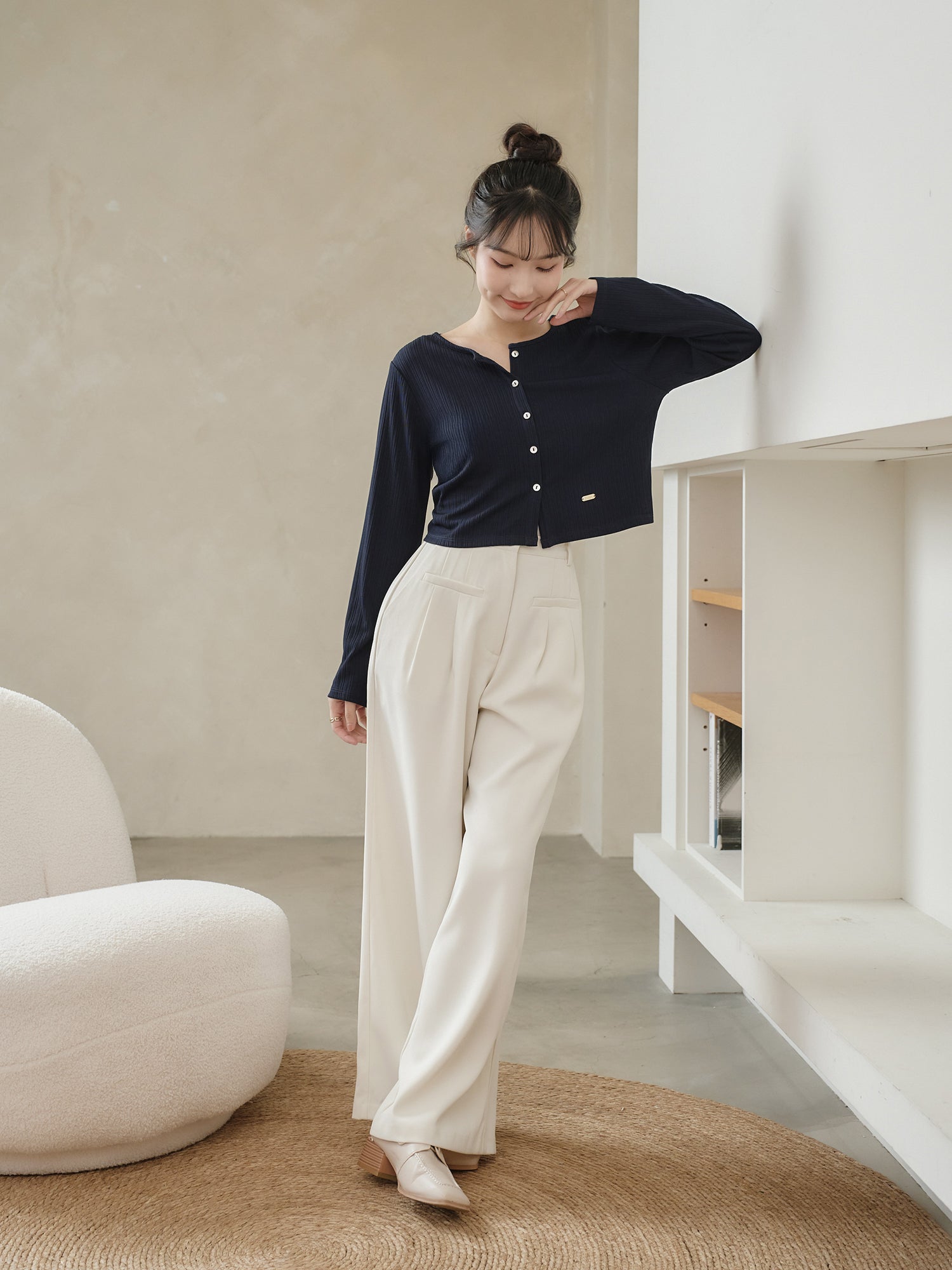 Cropped Pleated Cardigan