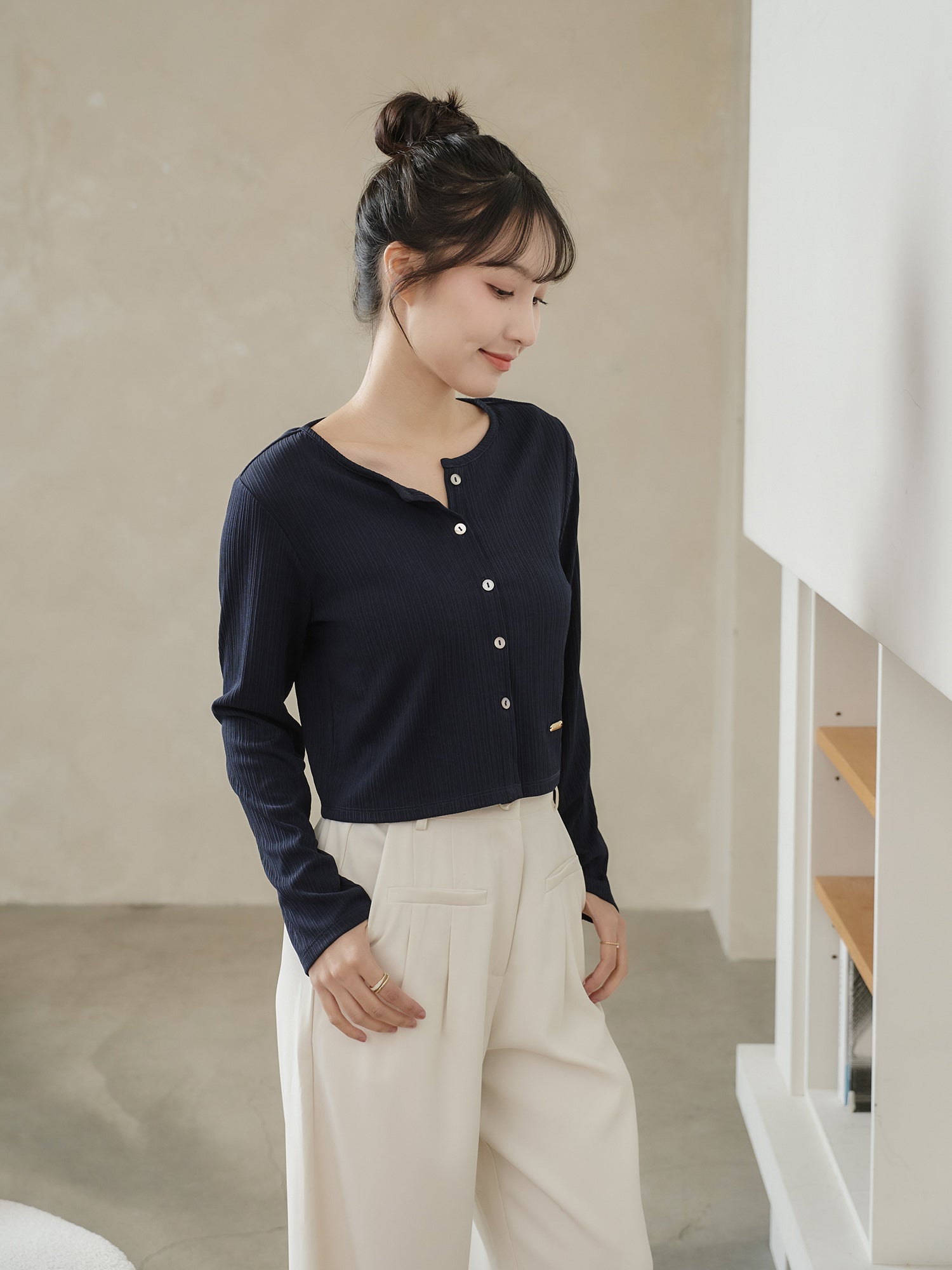 Cropped Pleated Cardigan