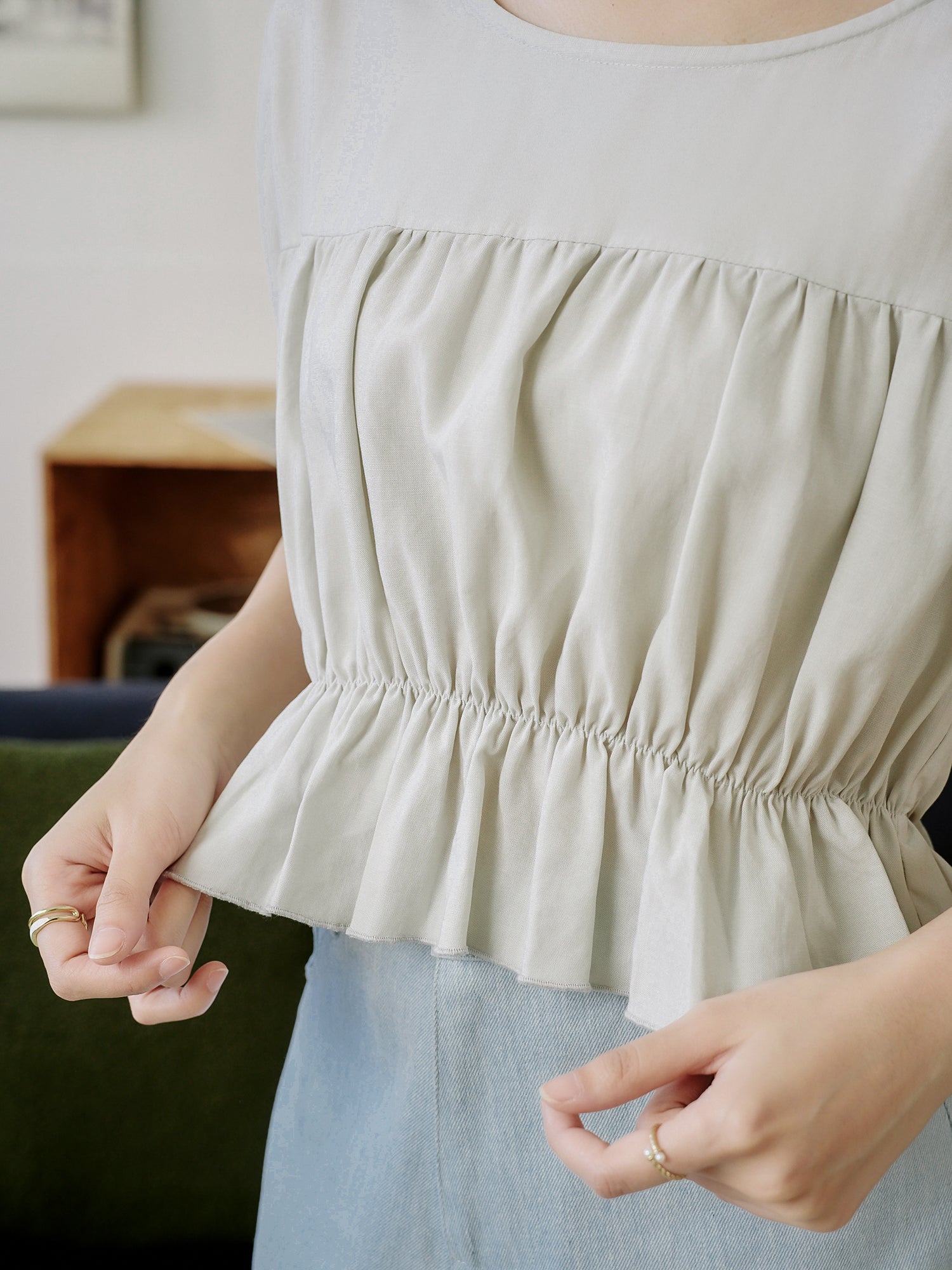 Feminine Elastic Waist Top