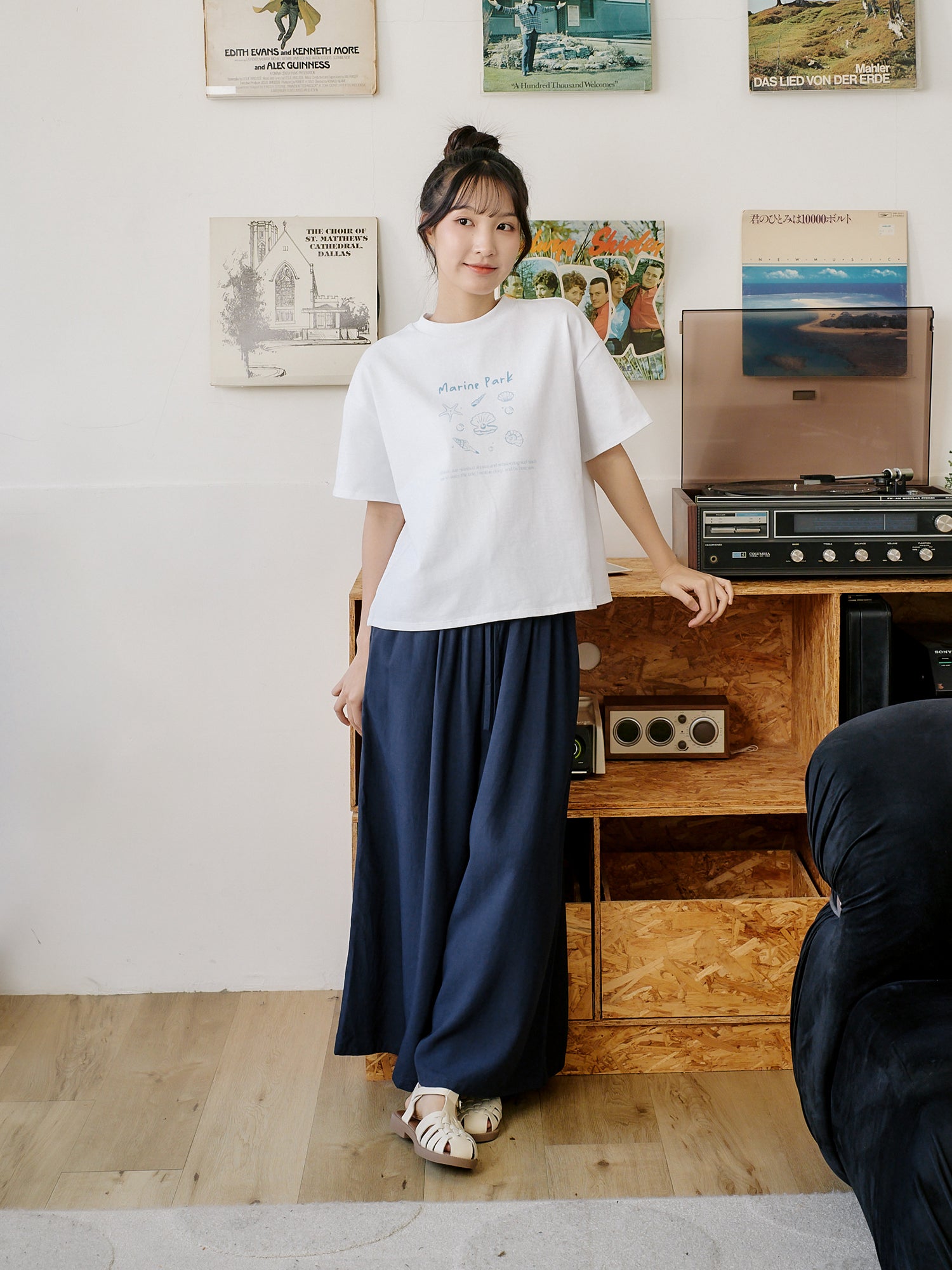 Elastic Waist Wide Leg Pants