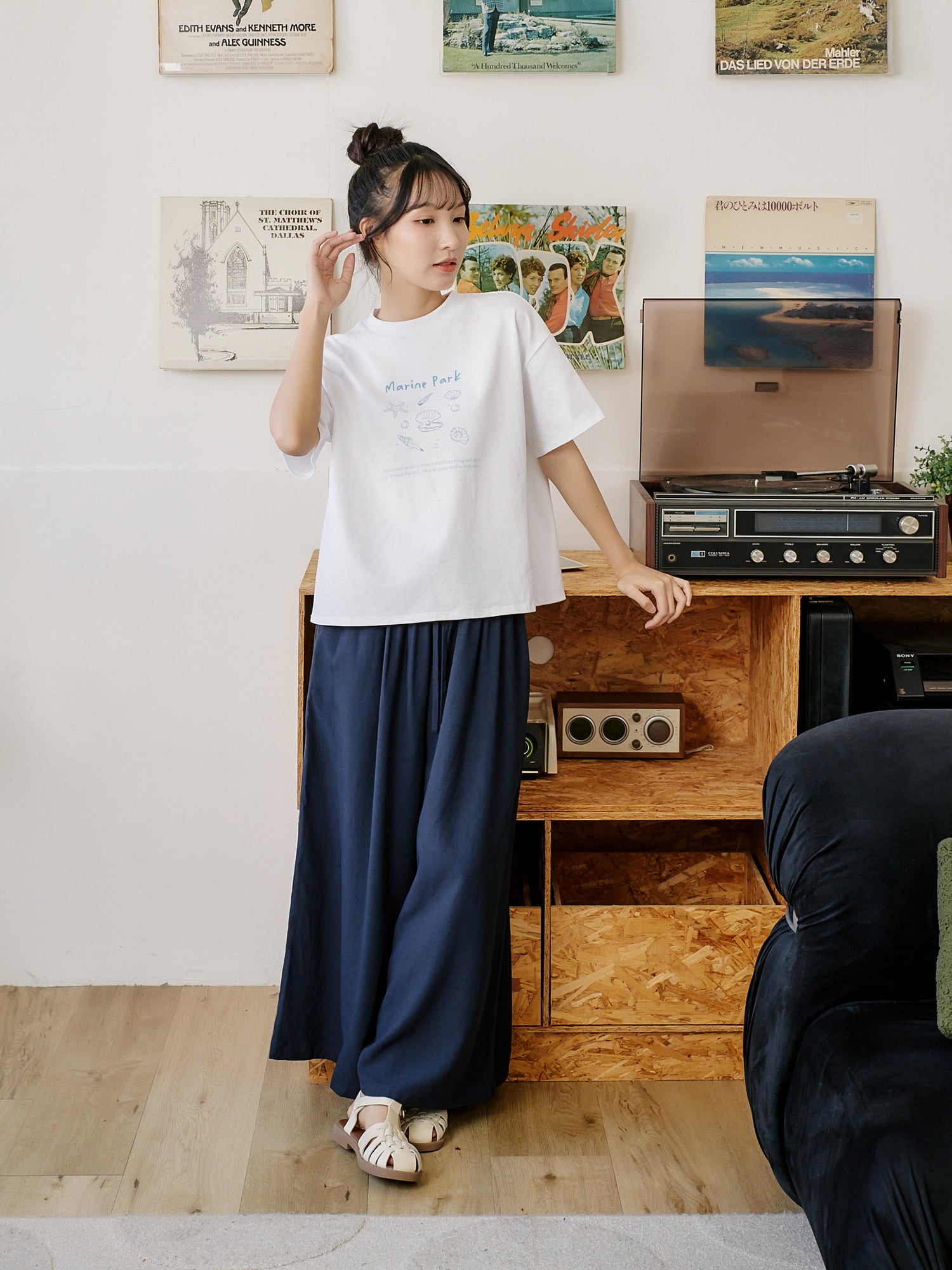 Elastic Waist Wide Leg Pants