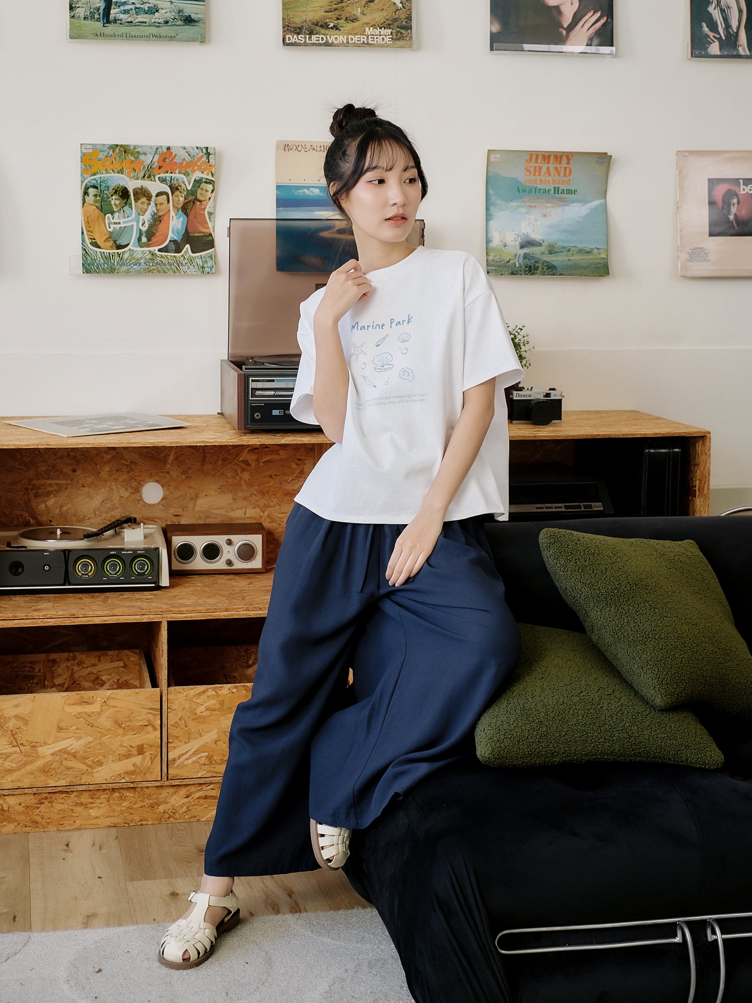 Elastic Waist Wide Leg Pants