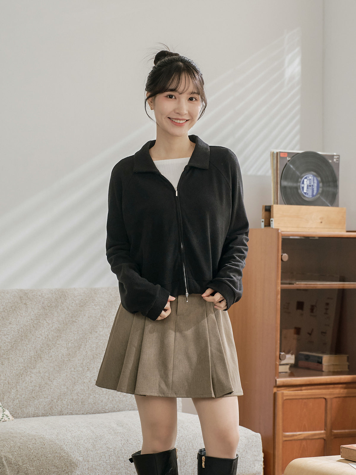Soft Touch Cashmere Zip-Up Top