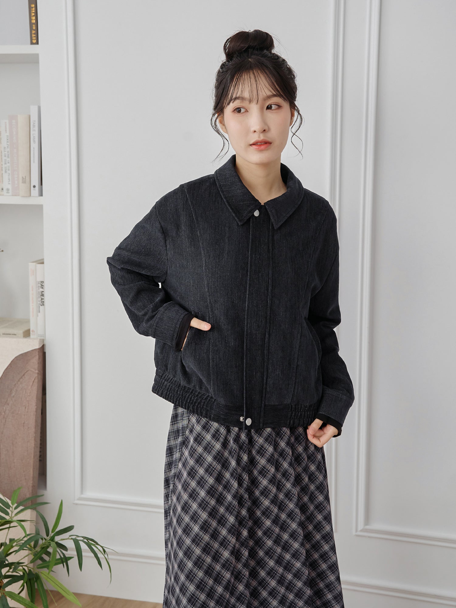 混紗磨毛拉鍊外套