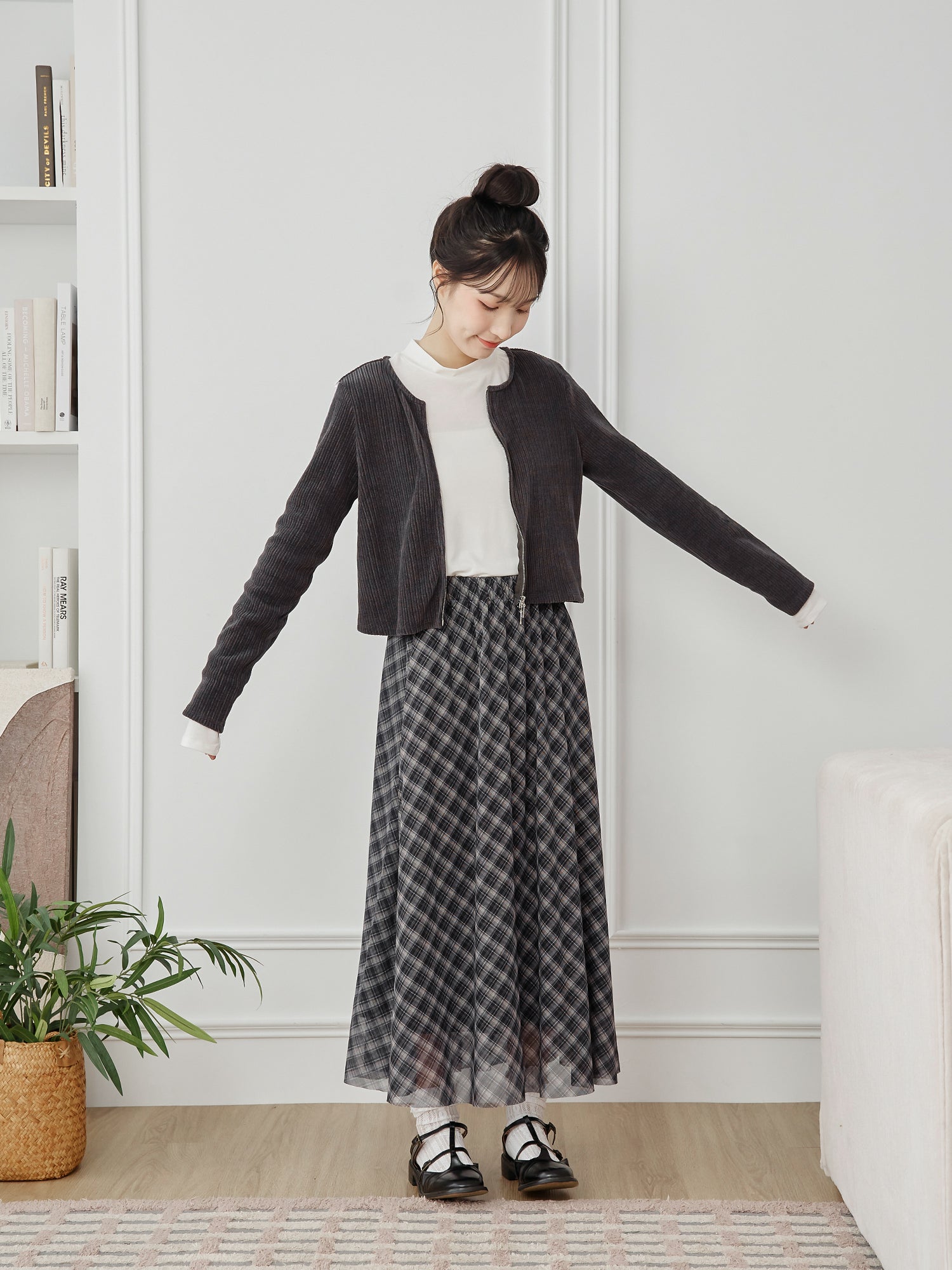 絨面坑紋針織小外套