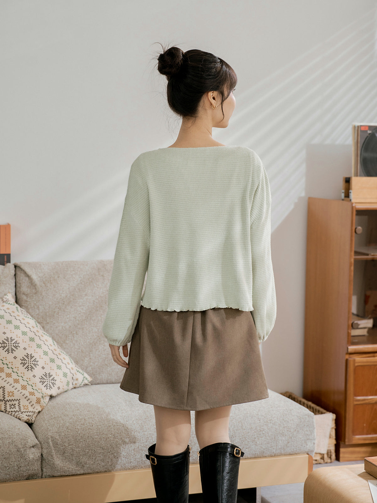 Waffle Tie Detail Cardigan