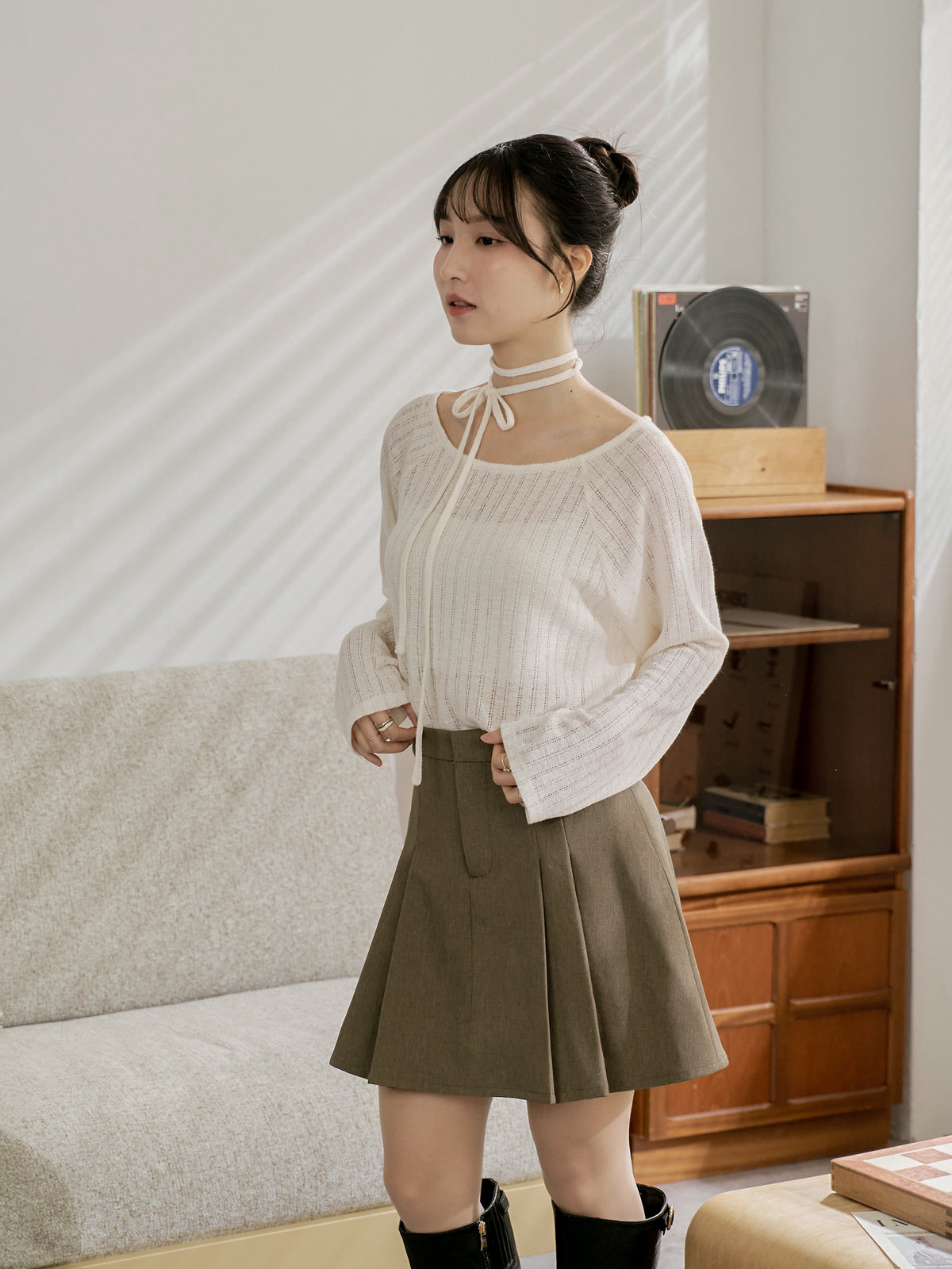 Airy Relaxed Tie-Detail Crochet Top