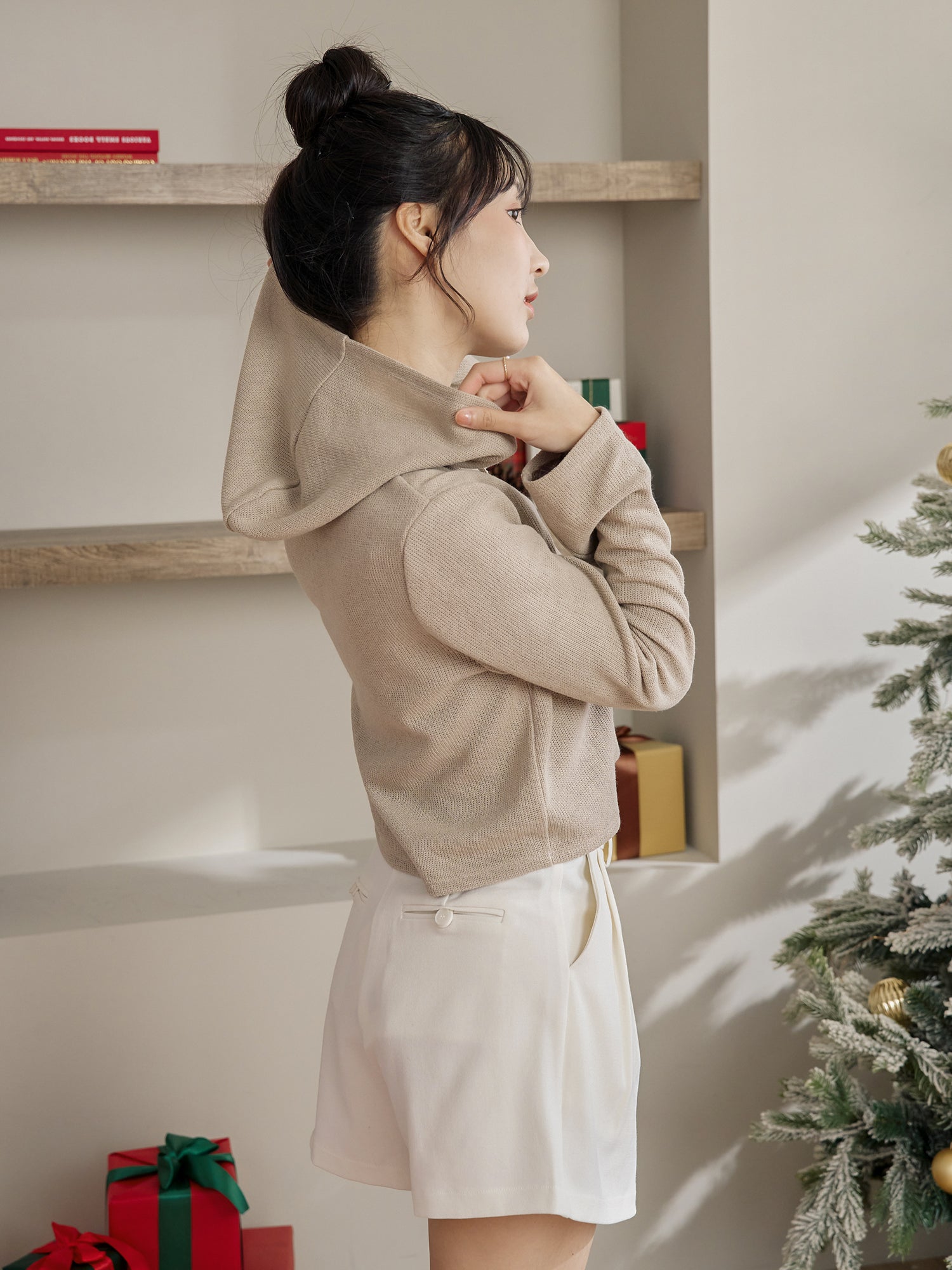 Henley Hooded Knit Top