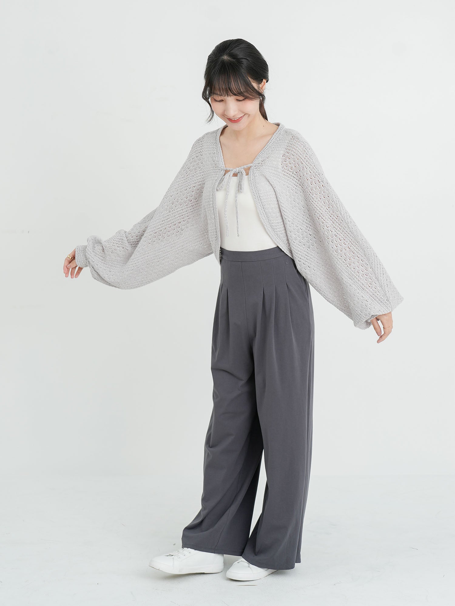 Ysabel Tie Front Crochet Outer (3 Colours)