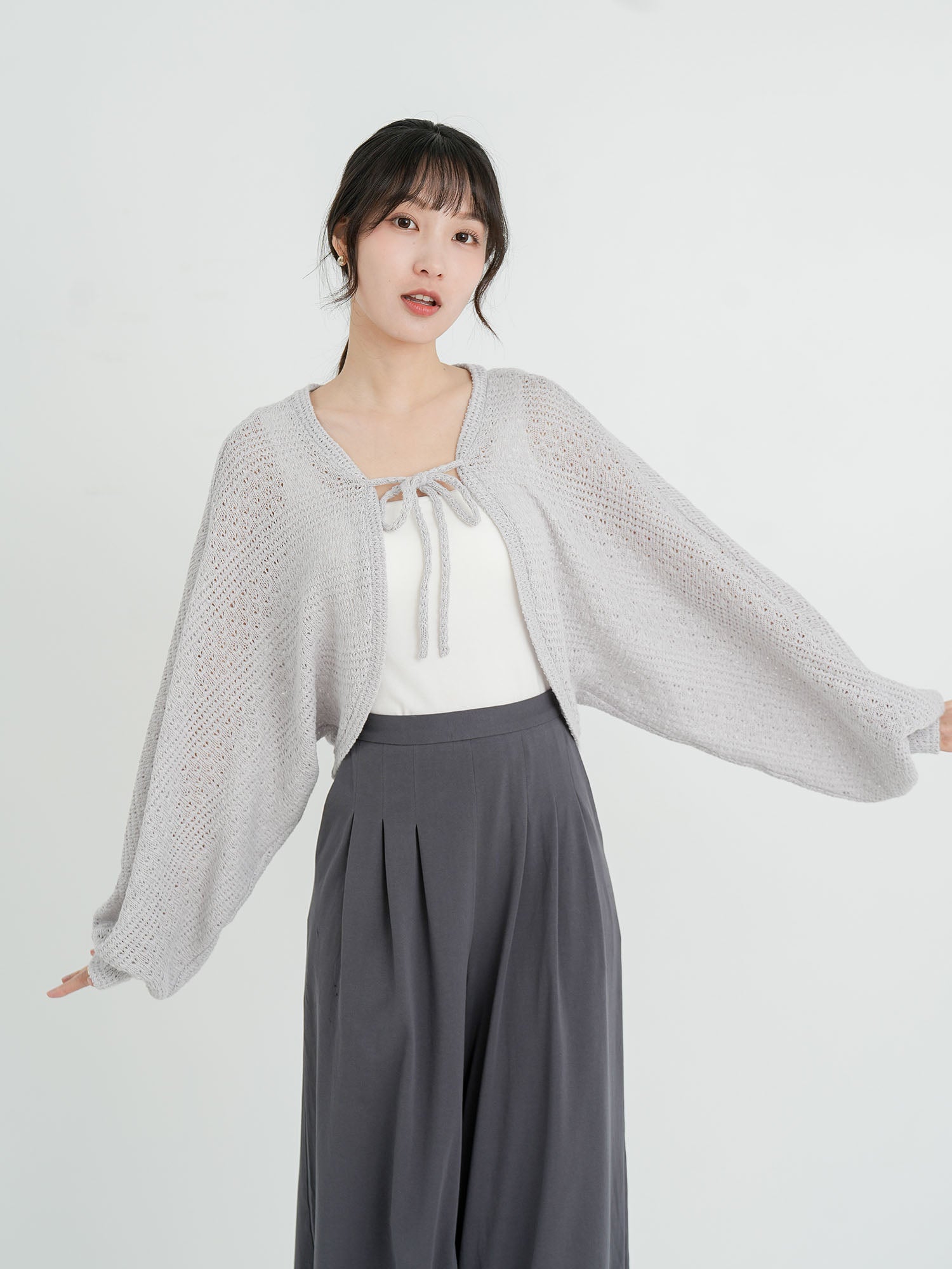 Ysabel Tie Front Crochet Outer (3 Colours)
