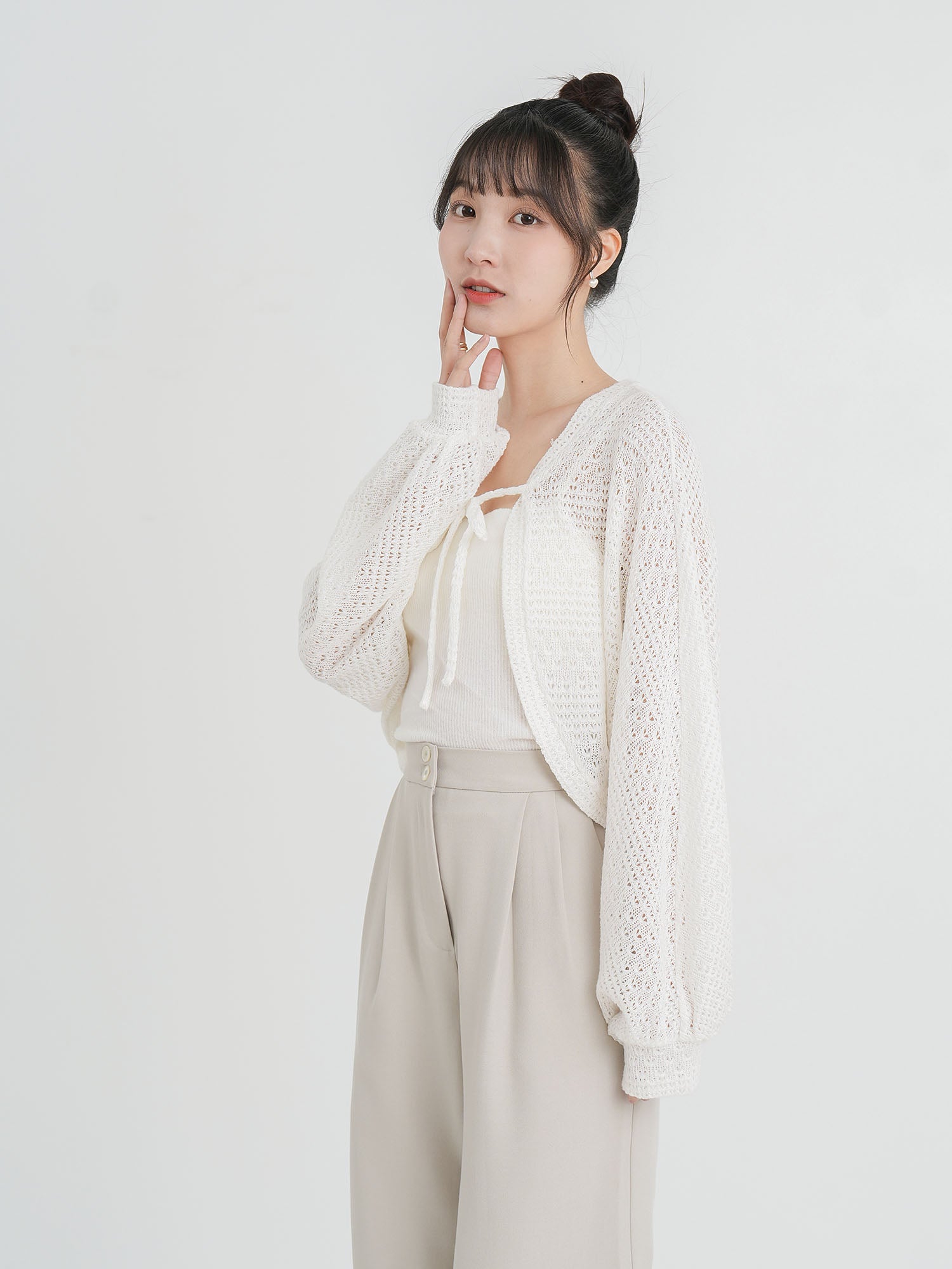 Ysabel Tie Front Crochet Outer (3 Colours)