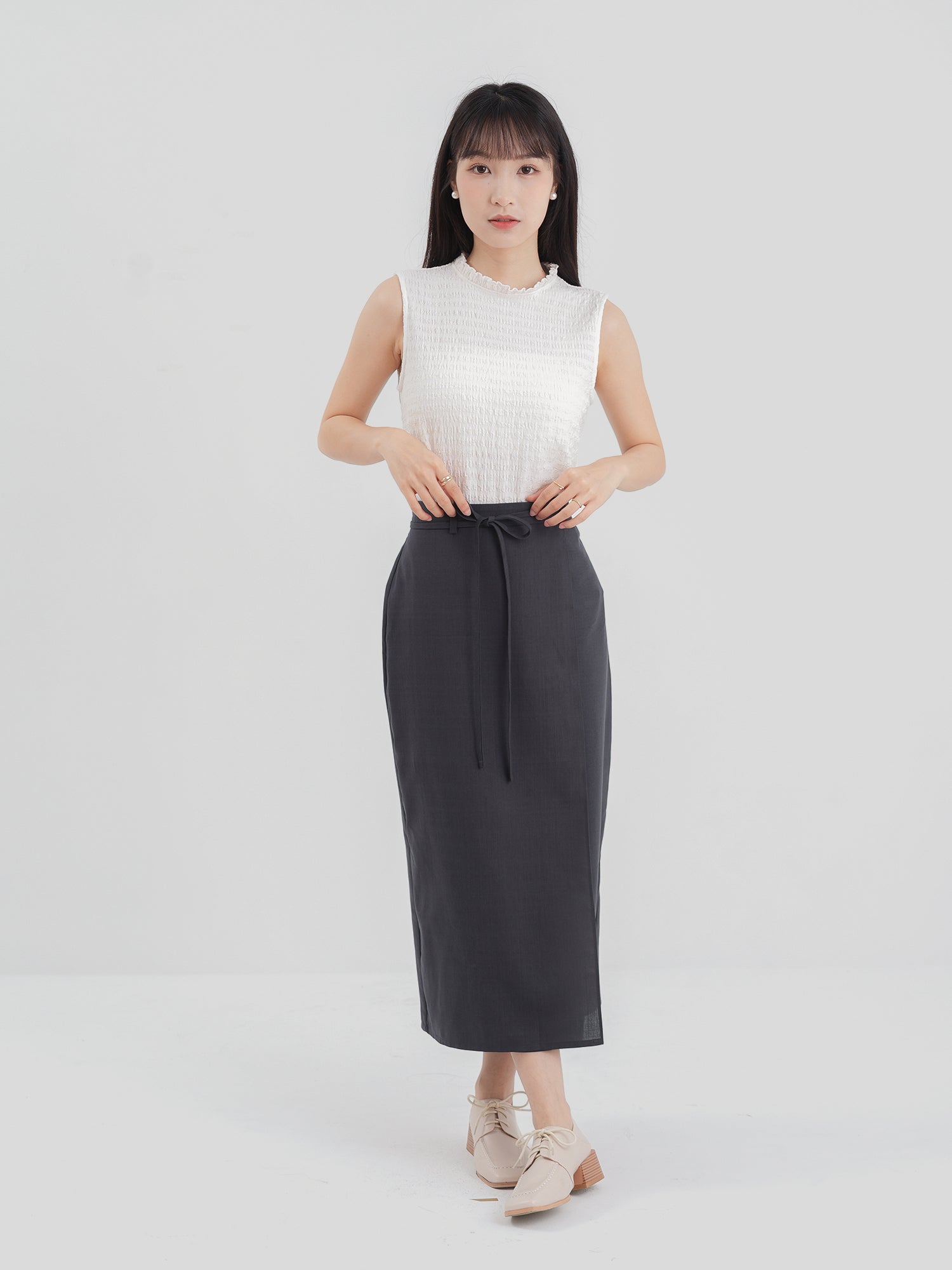 Textured Ruffle Sleeveless Top