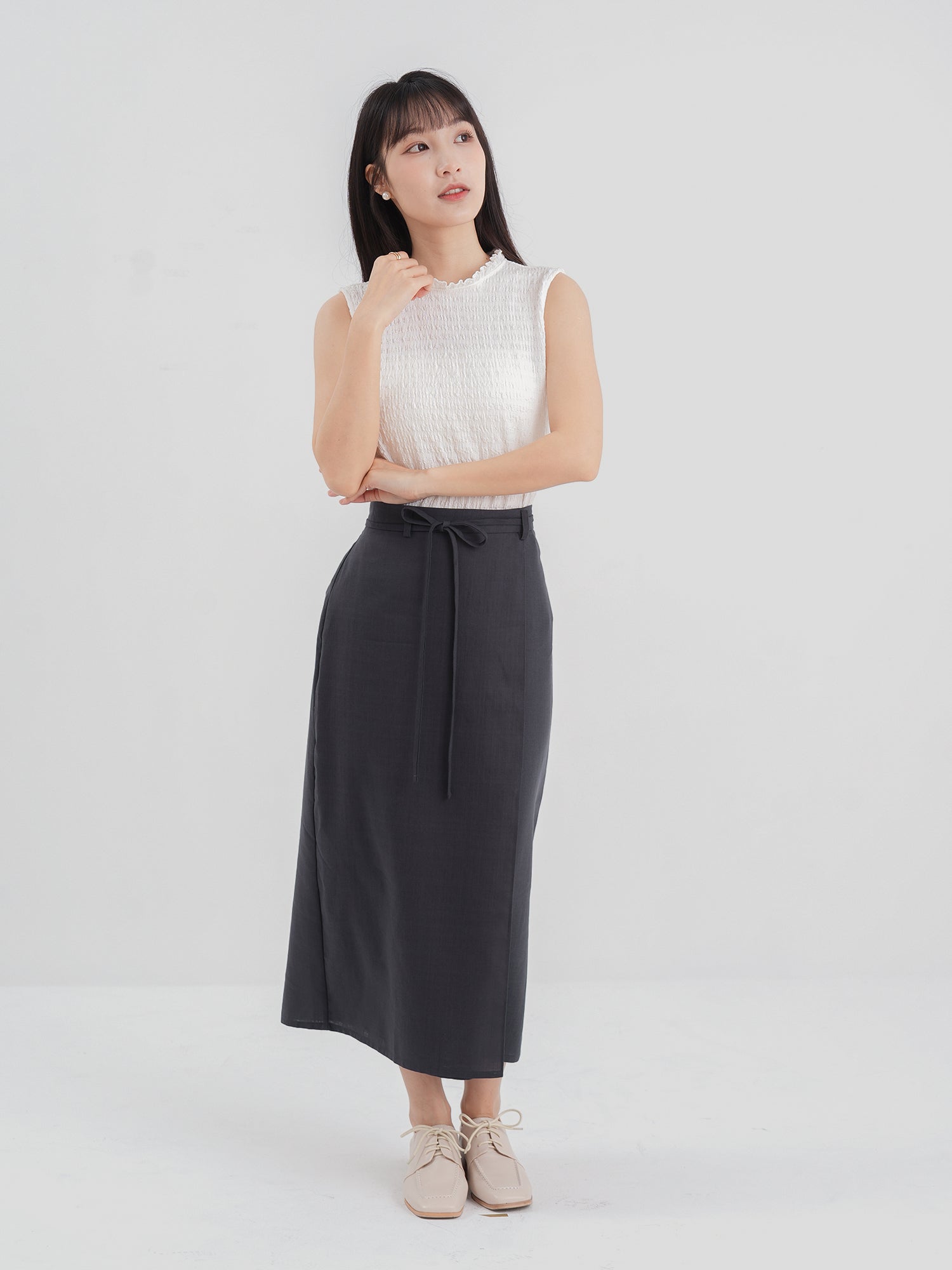 Textured Ruffle Sleeveless Top