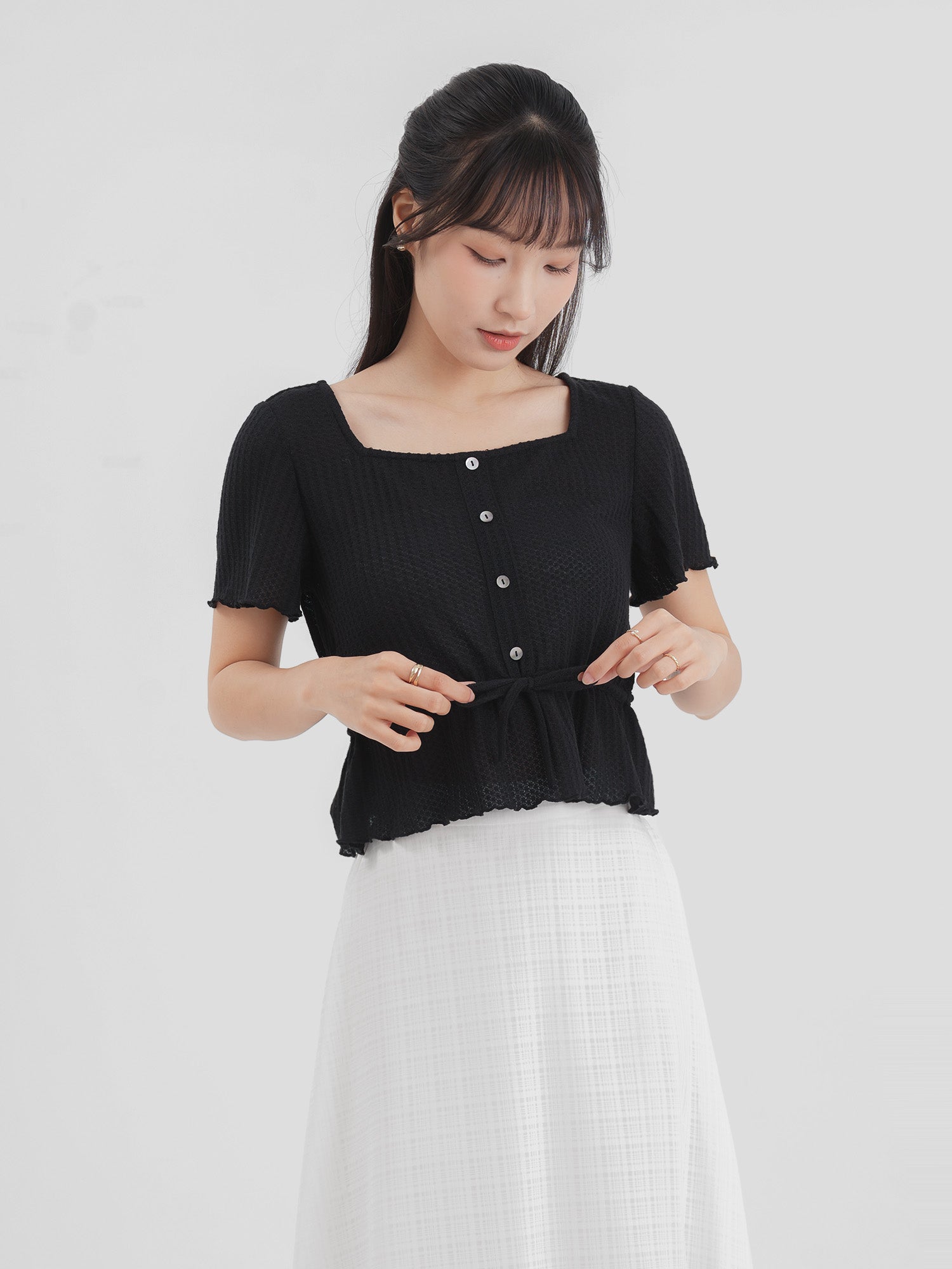 Comfy Tie-Waist Knitted Top