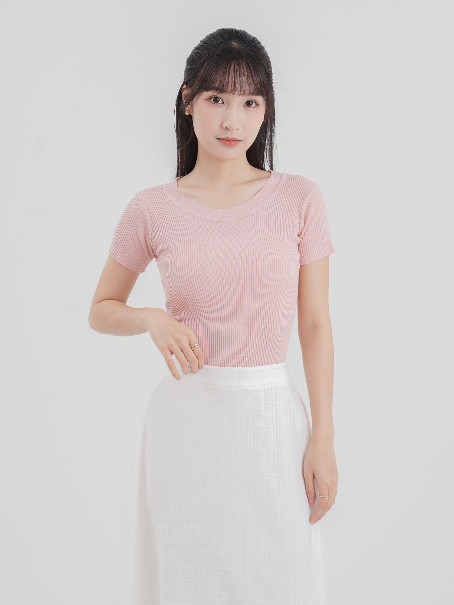 Knitted Short Sleeve Top