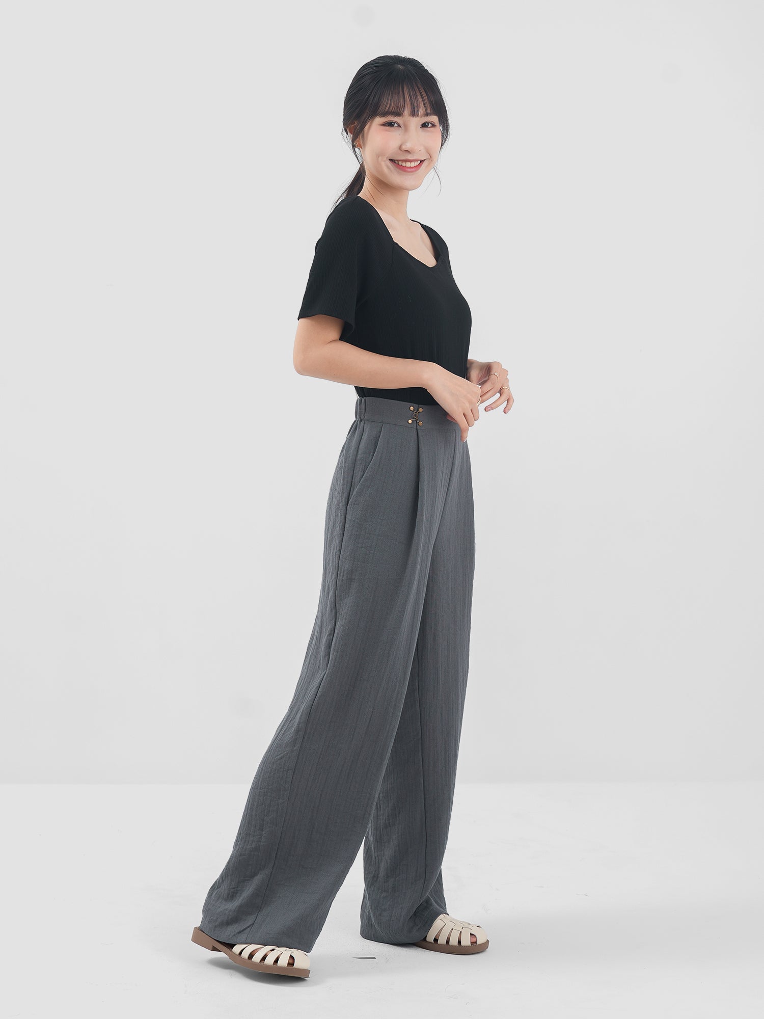 Buckled Pleated Pants
