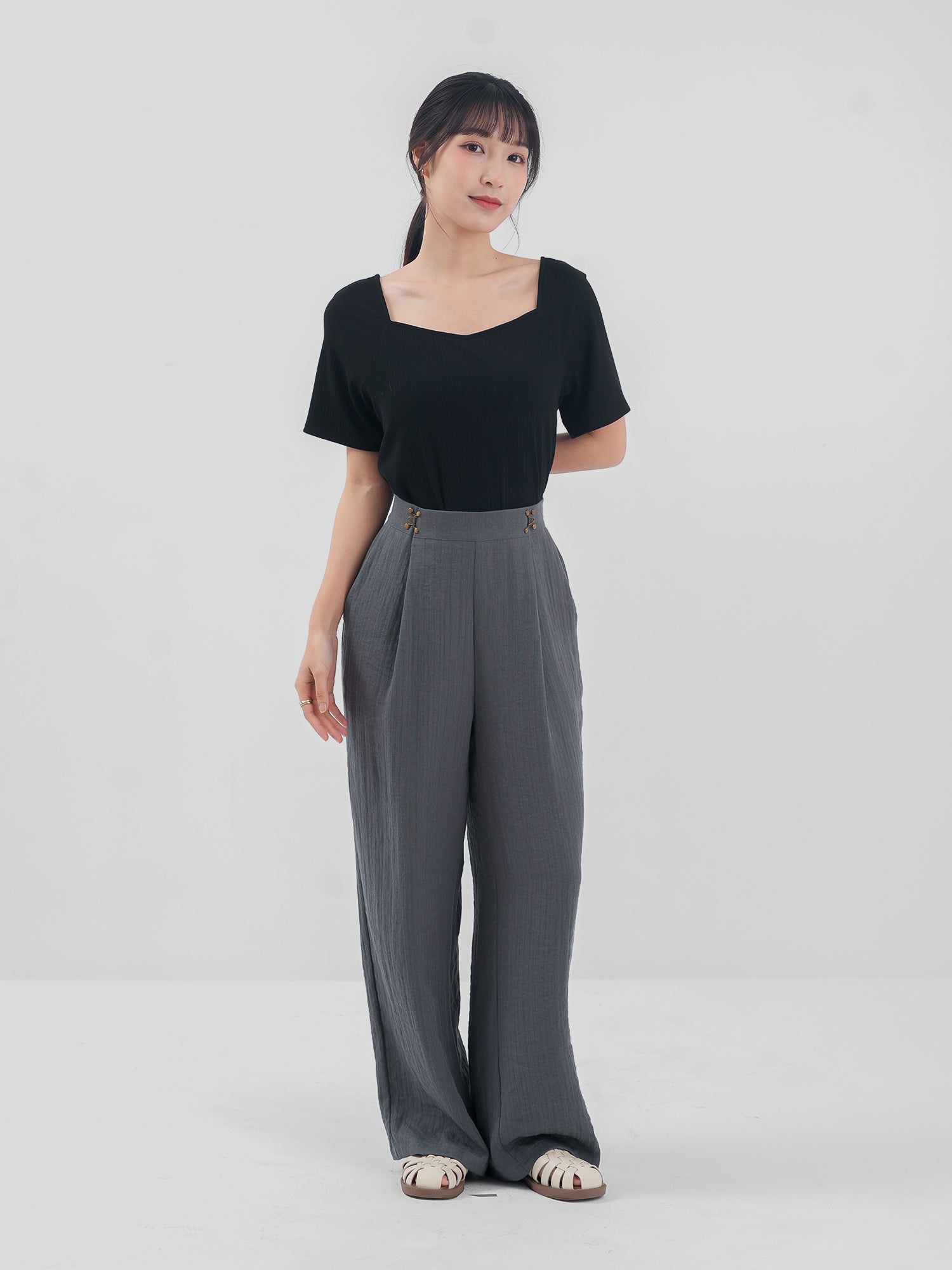 Buckled Pleated Pants