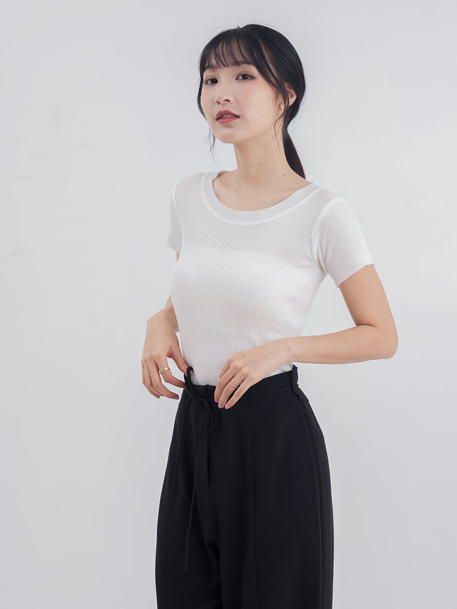 Knitted Short Sleeve Top