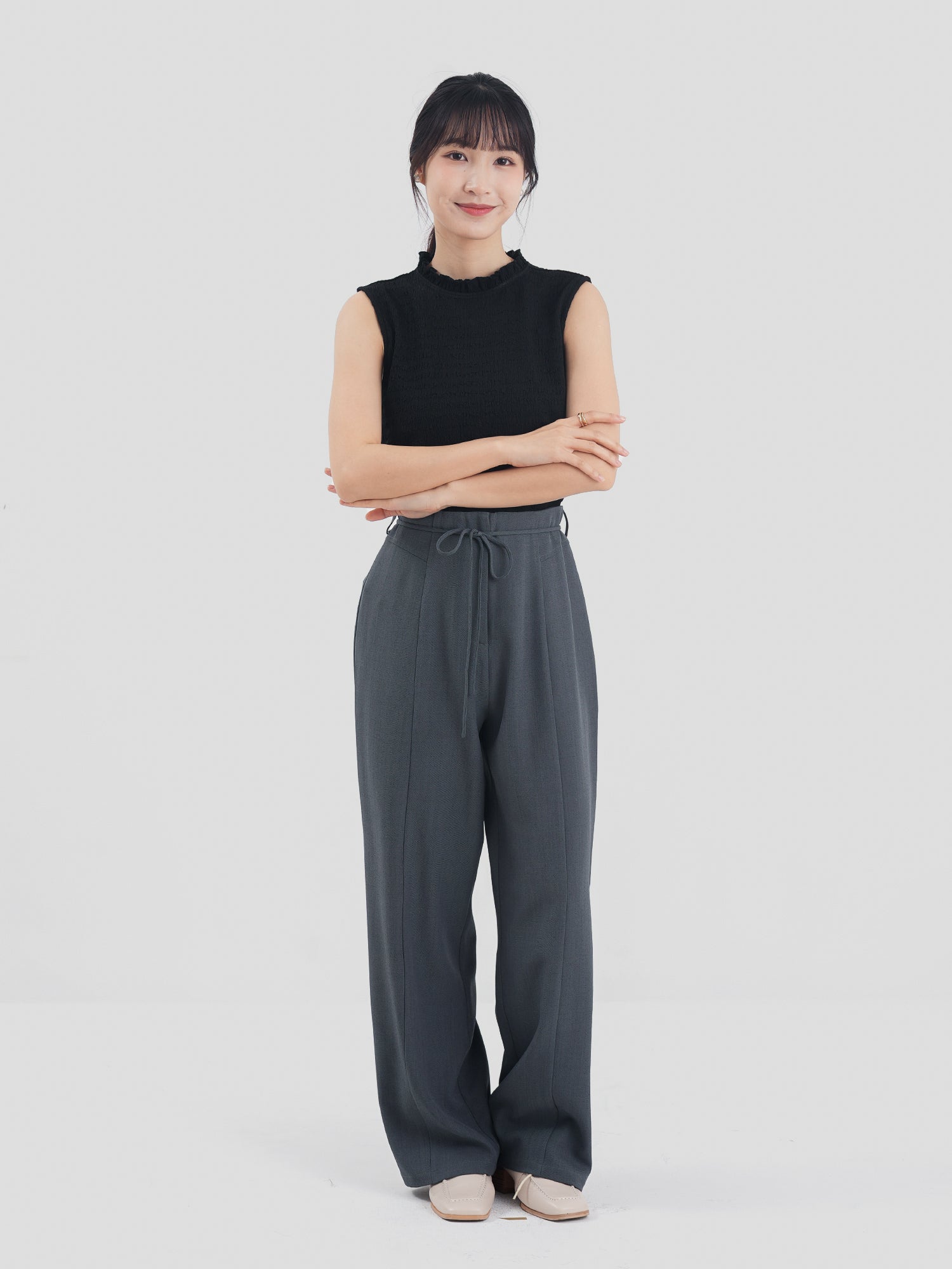 Textured Ruffle Sleeveless Top