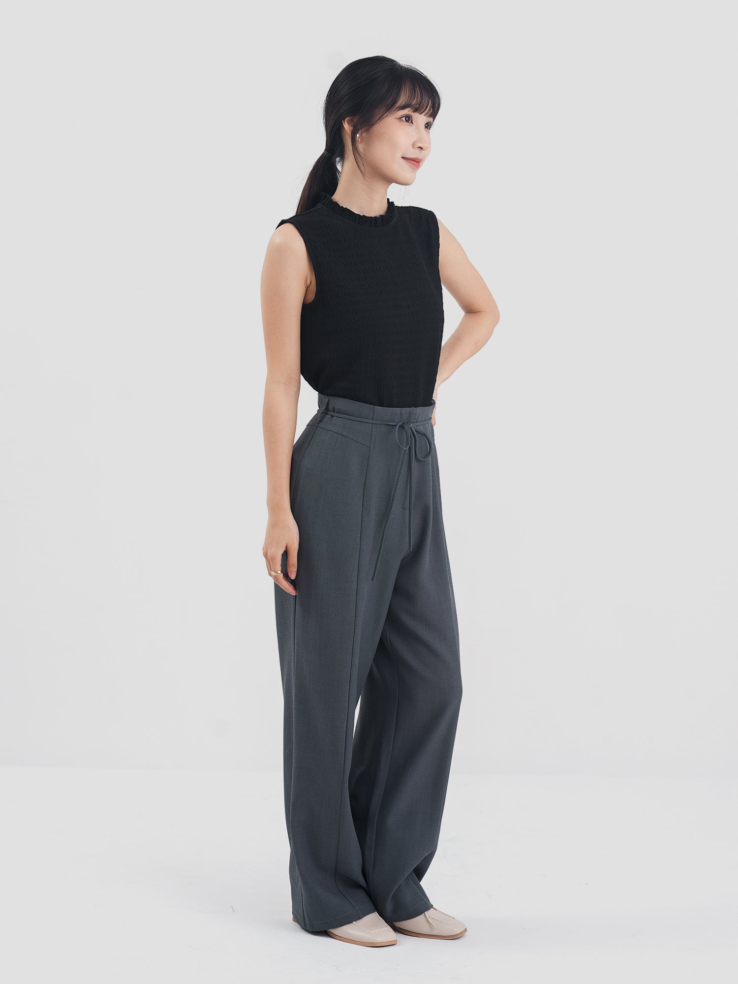 Textured Ruffle Sleeveless Top