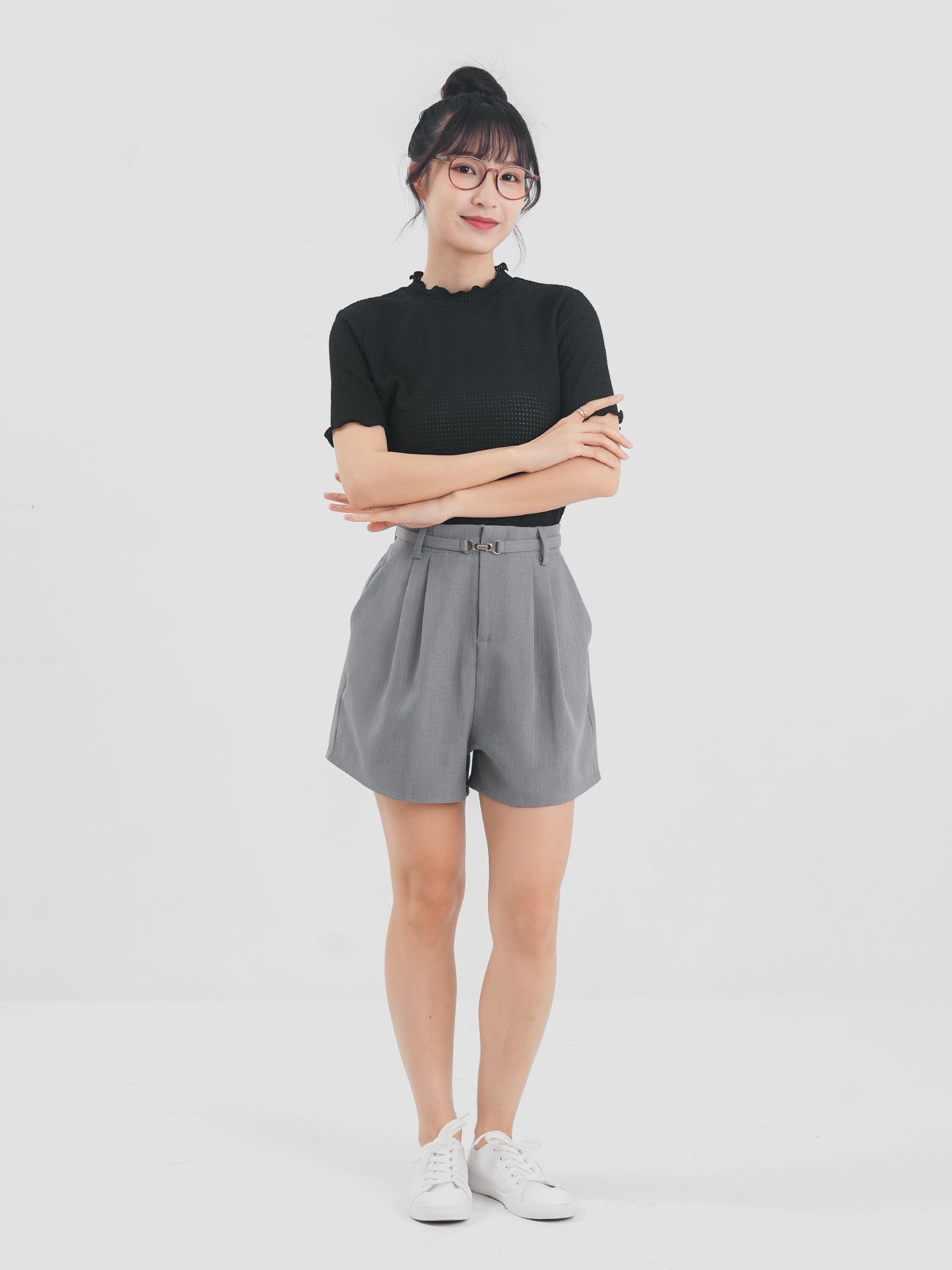 Buckled Pleated Shorts