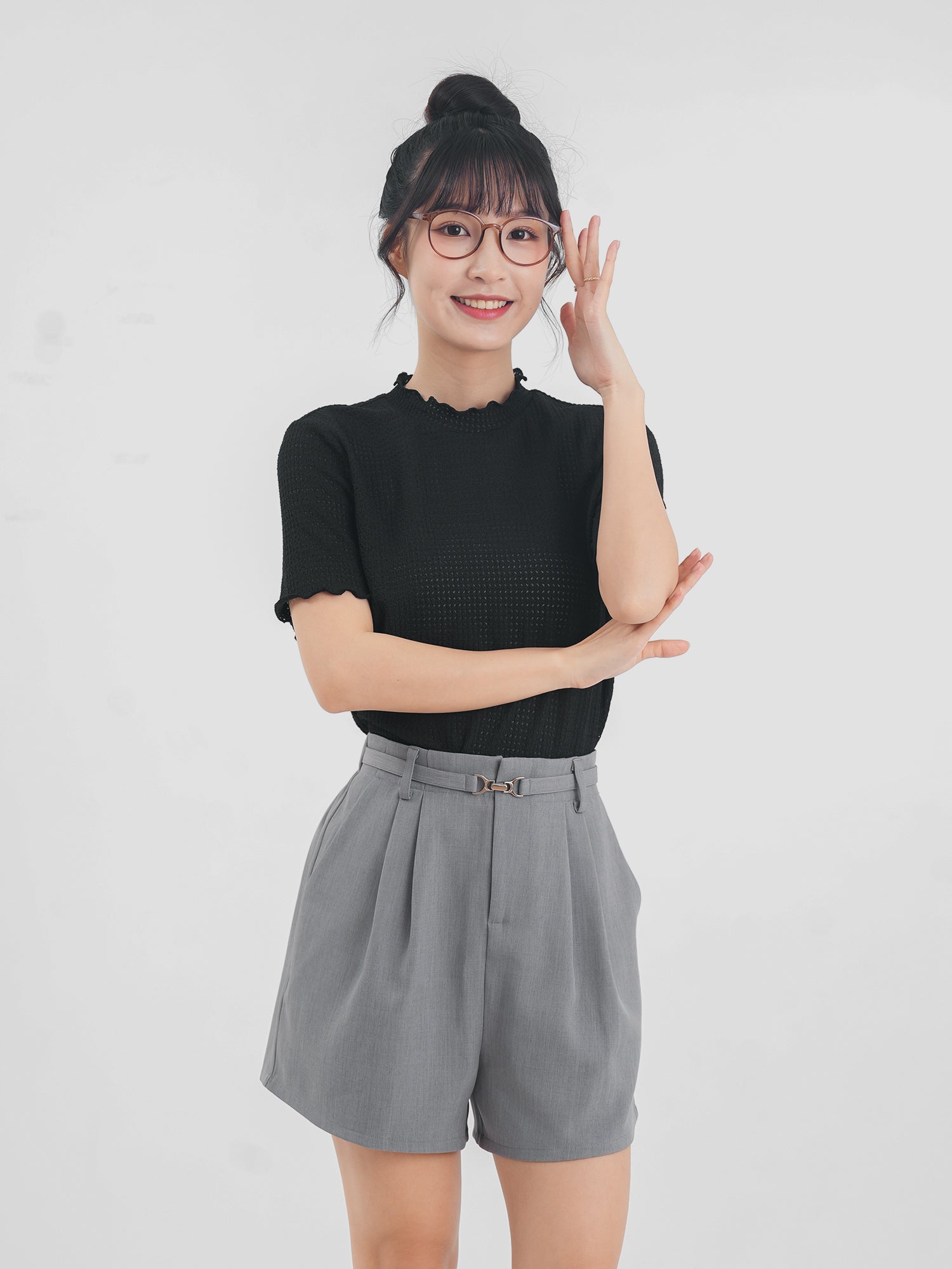 Buckled Pleated Shorts