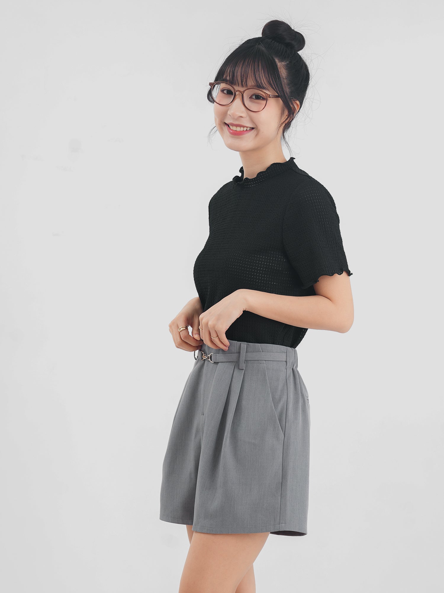 Buckled Pleated Shorts