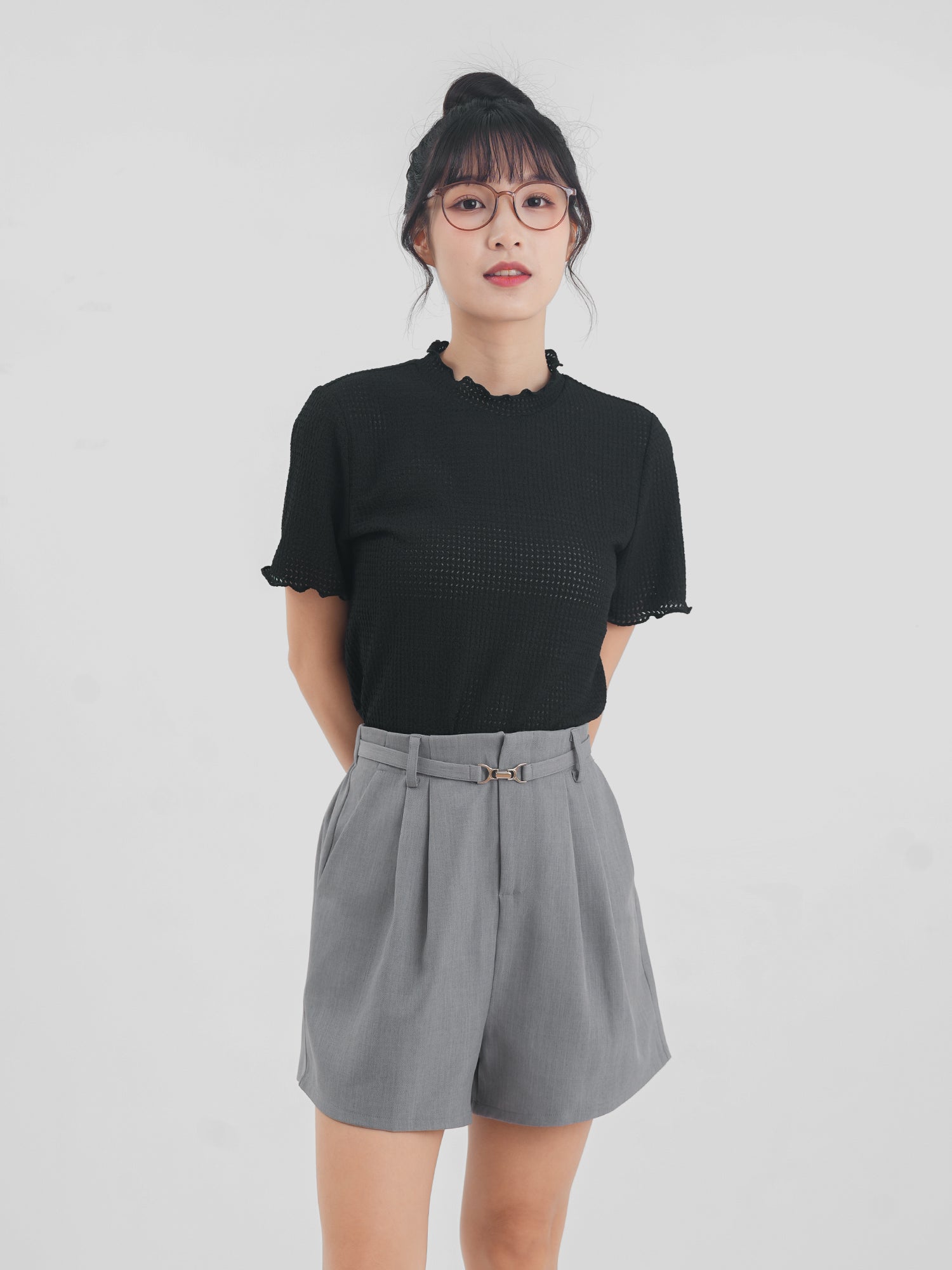 Buckled Pleated Shorts