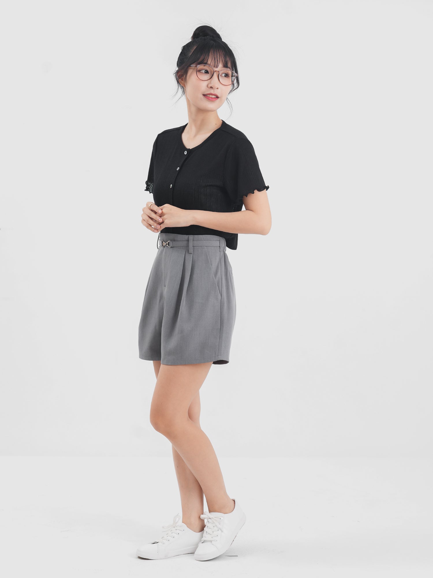 小花薄針織上衣