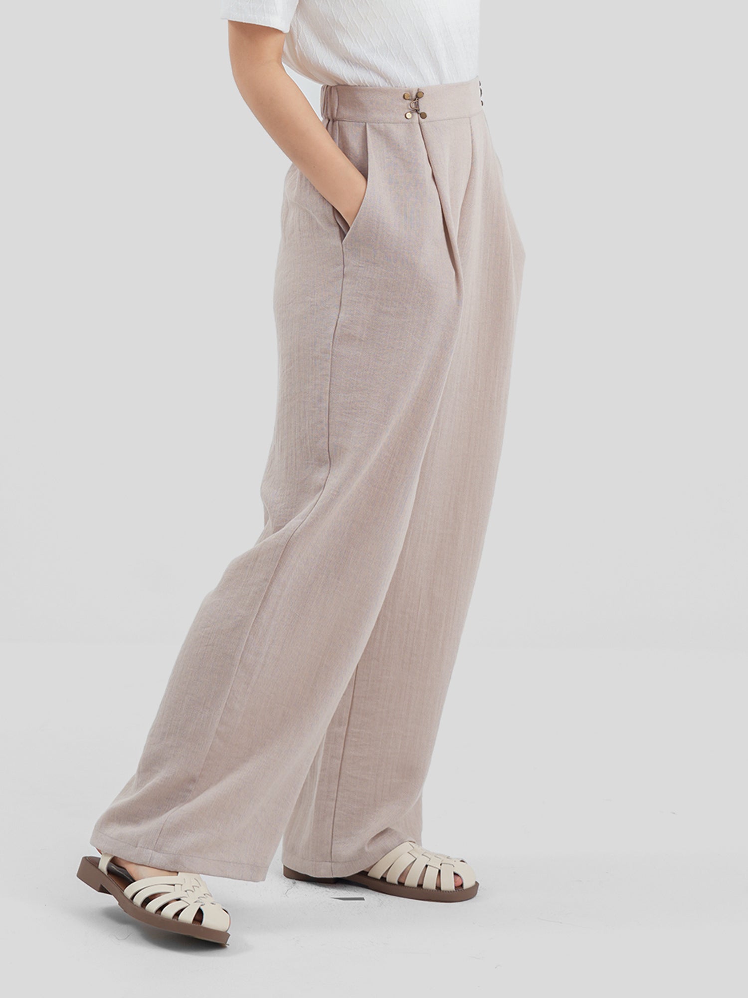 Buckled Pleated Pants