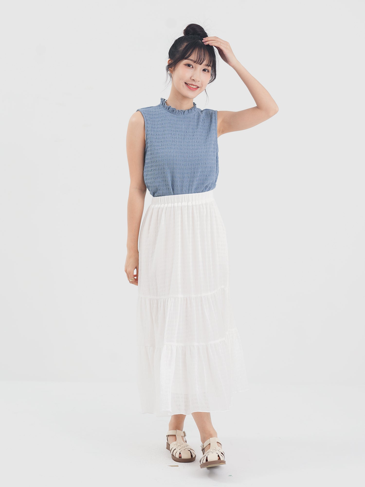 Textured Ruffle Sleeveless Top