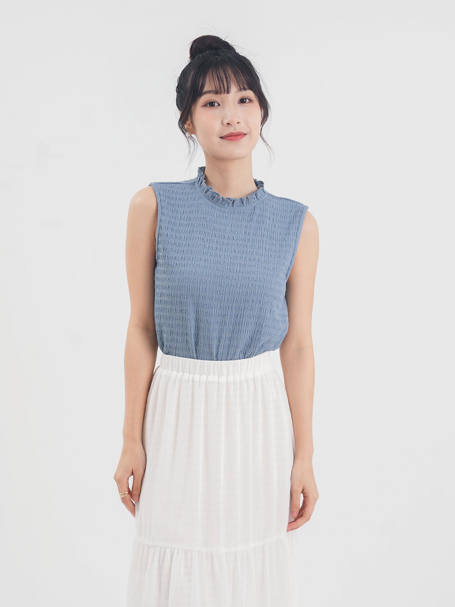 Textured Ruffle Sleeveless Top