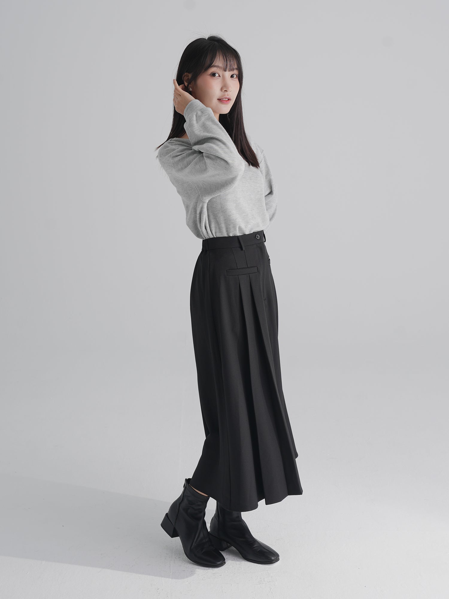 學院風百褶長裙