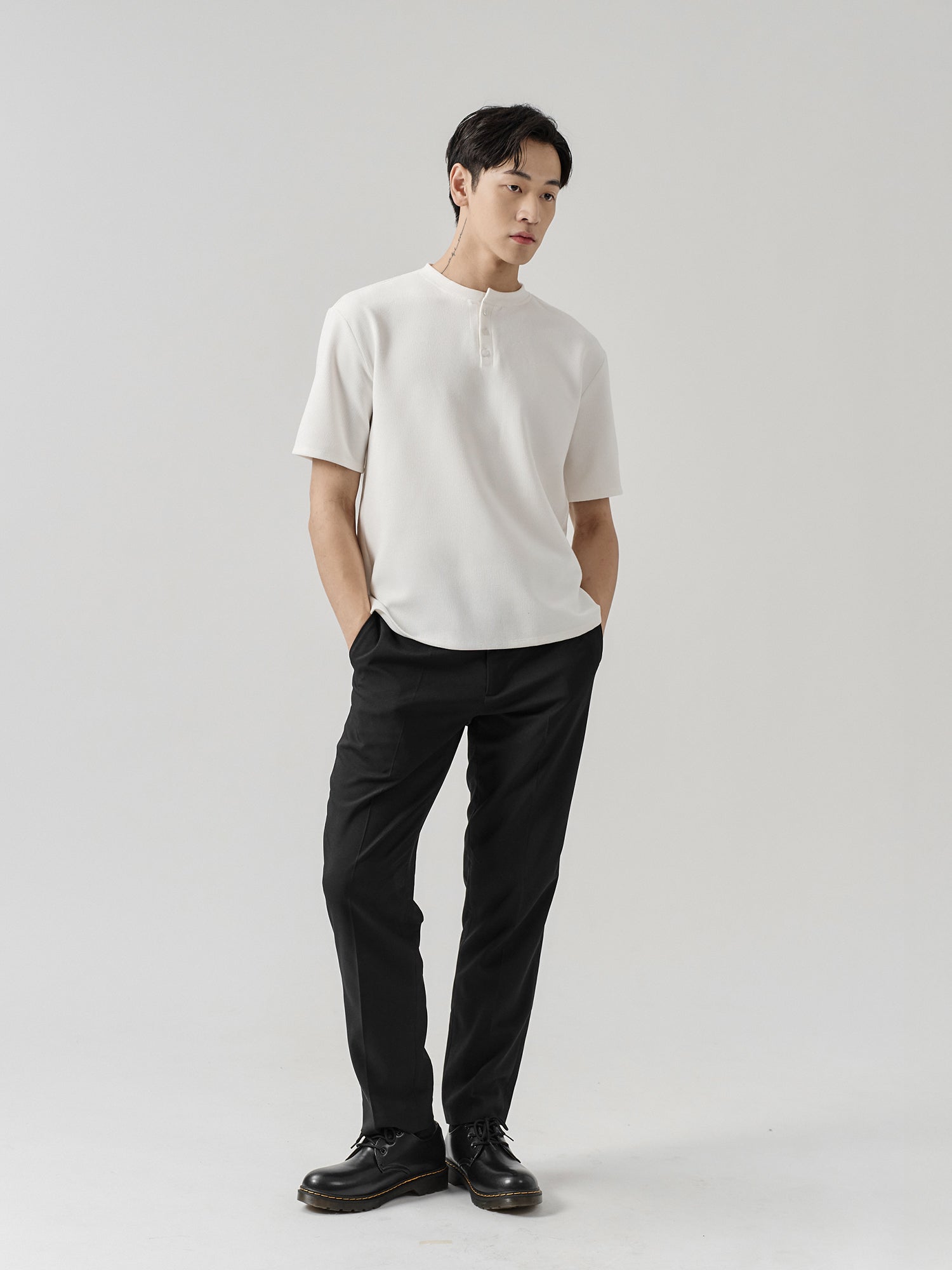 Waffle Henley Neck Top