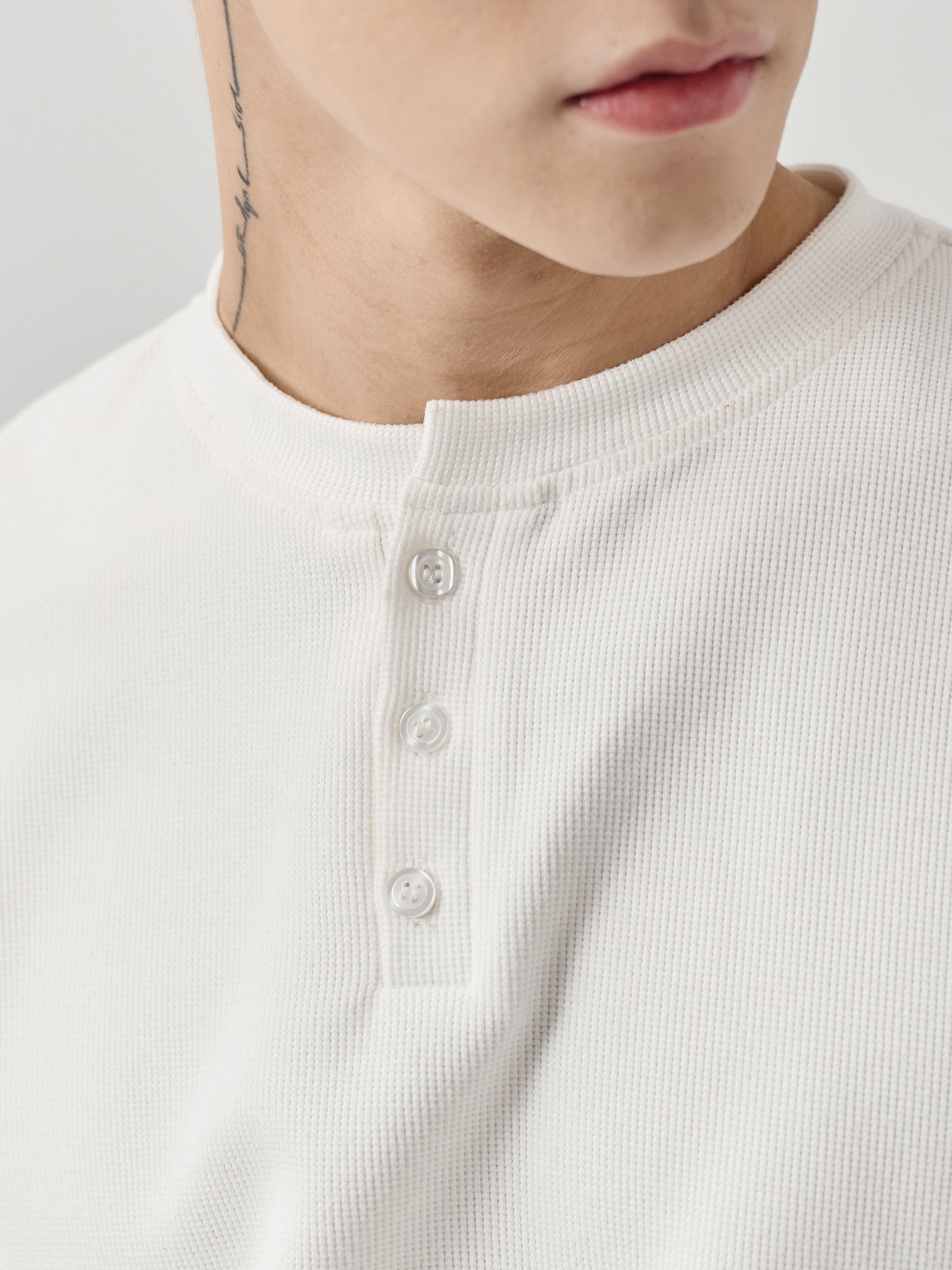 Waffle Henley Neck Top