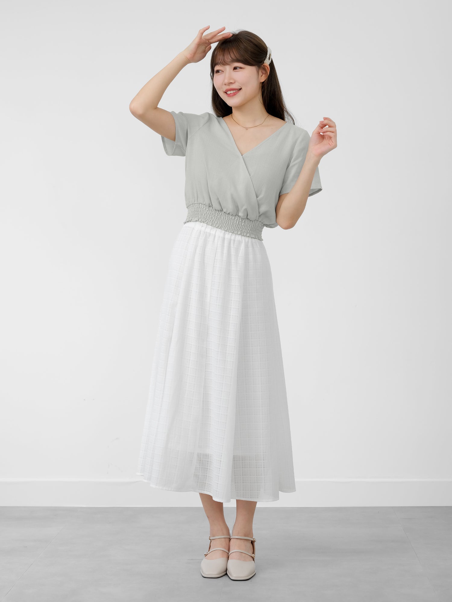 Hermione Shirred Waist Wrap Top