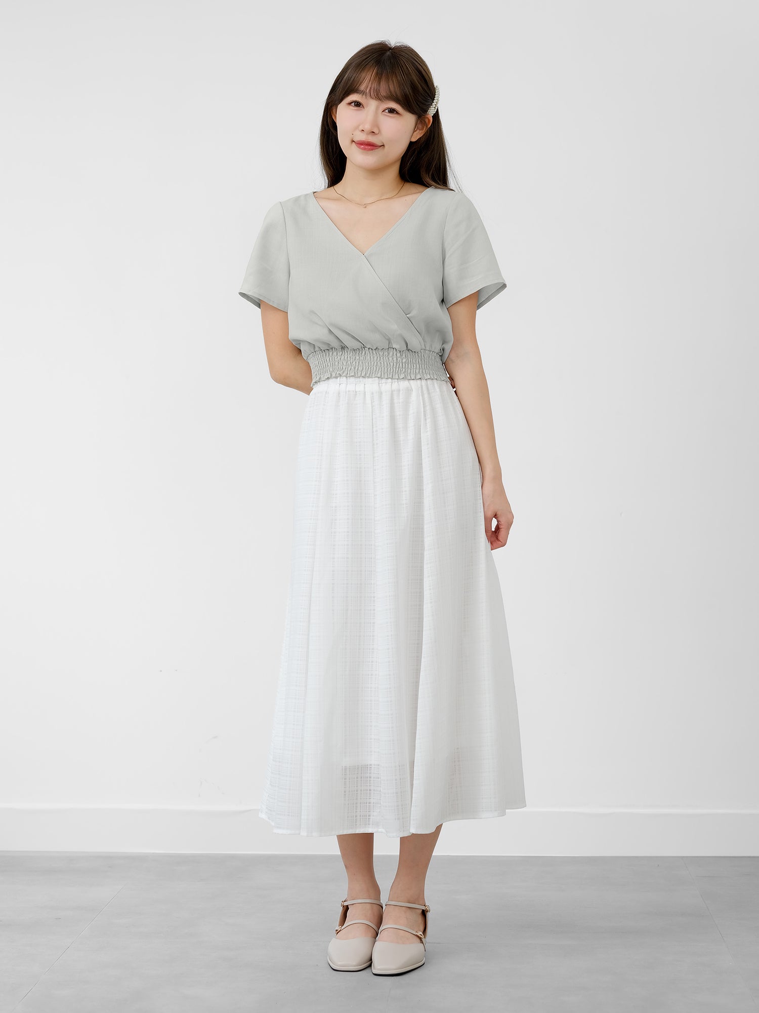 Hermione Shirred Waist Wrap Top