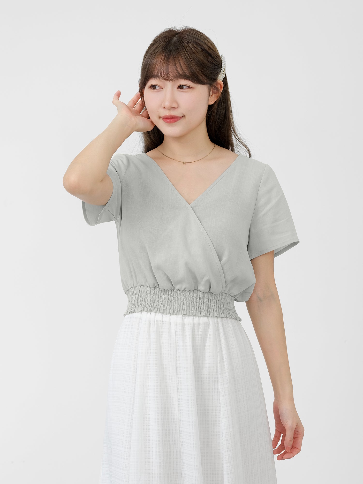 Hermione Shirred Waist Wrap Top