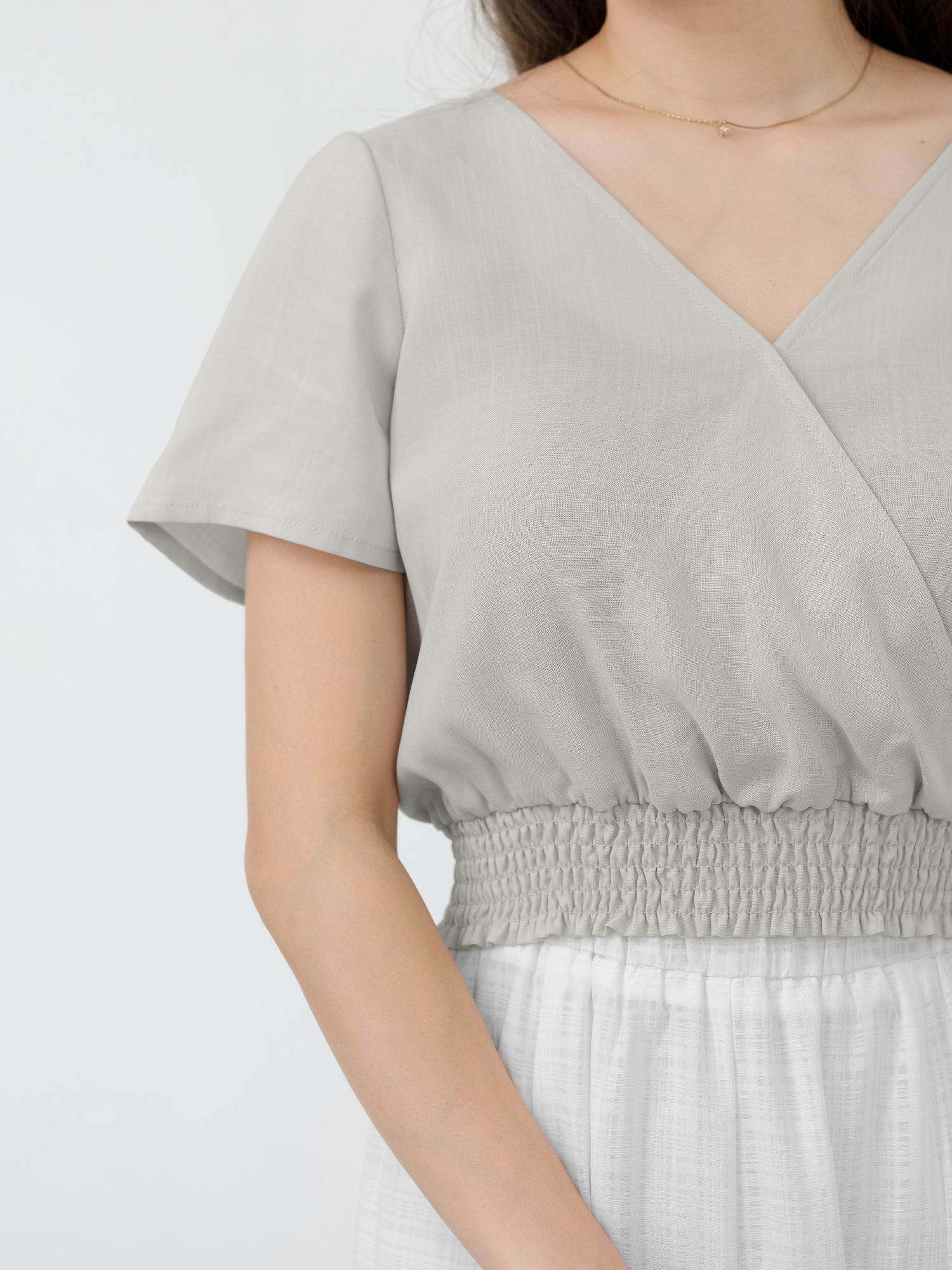 Hermione Shirred Waist Wrap Top