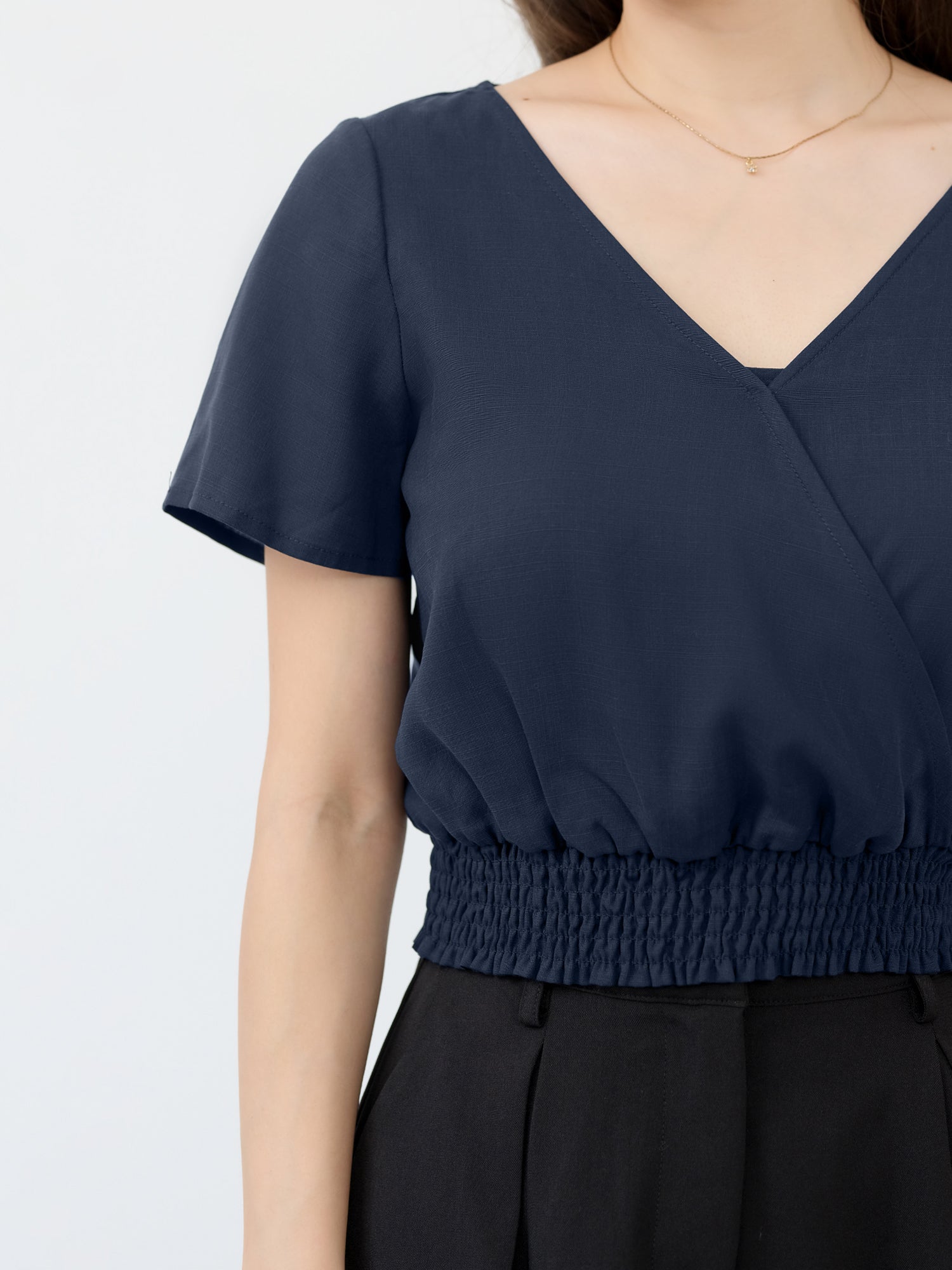 Hermione Shirred Waist Wrap Top