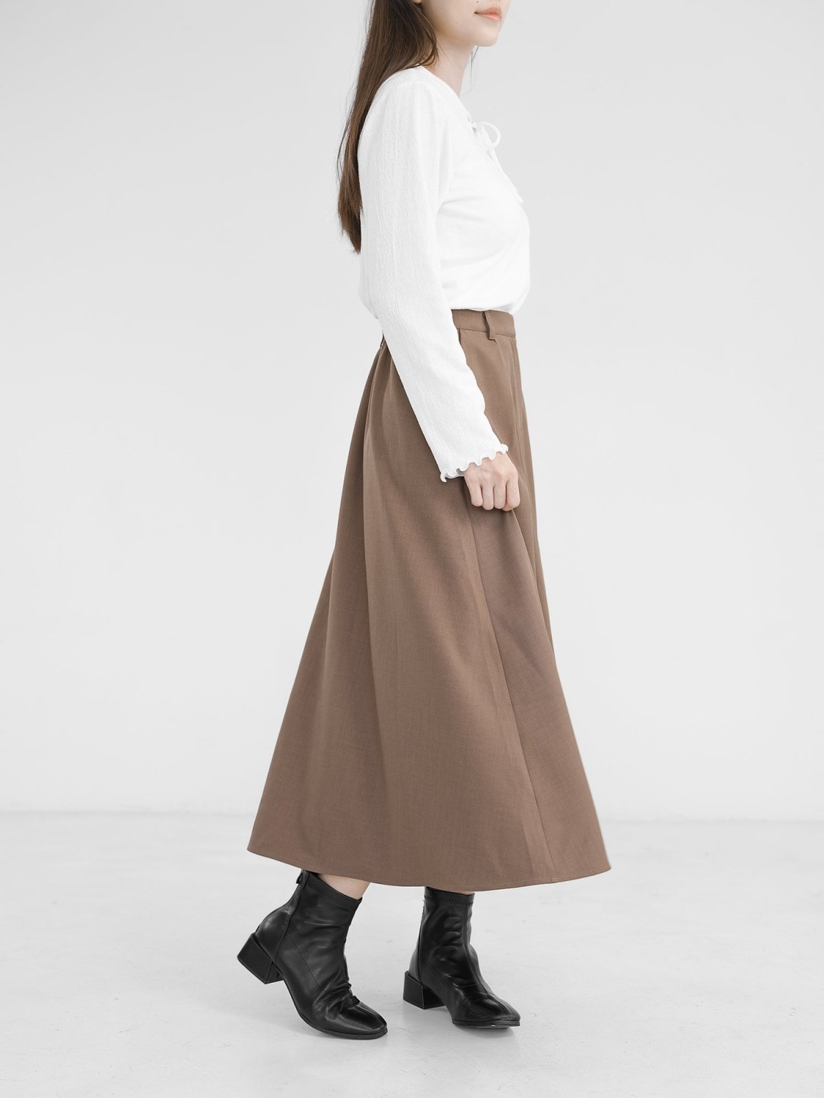 Myka Pleated Midi Skirt - DAG-DD1290-23BrownieF - Brownie - F - D'zage Designs
