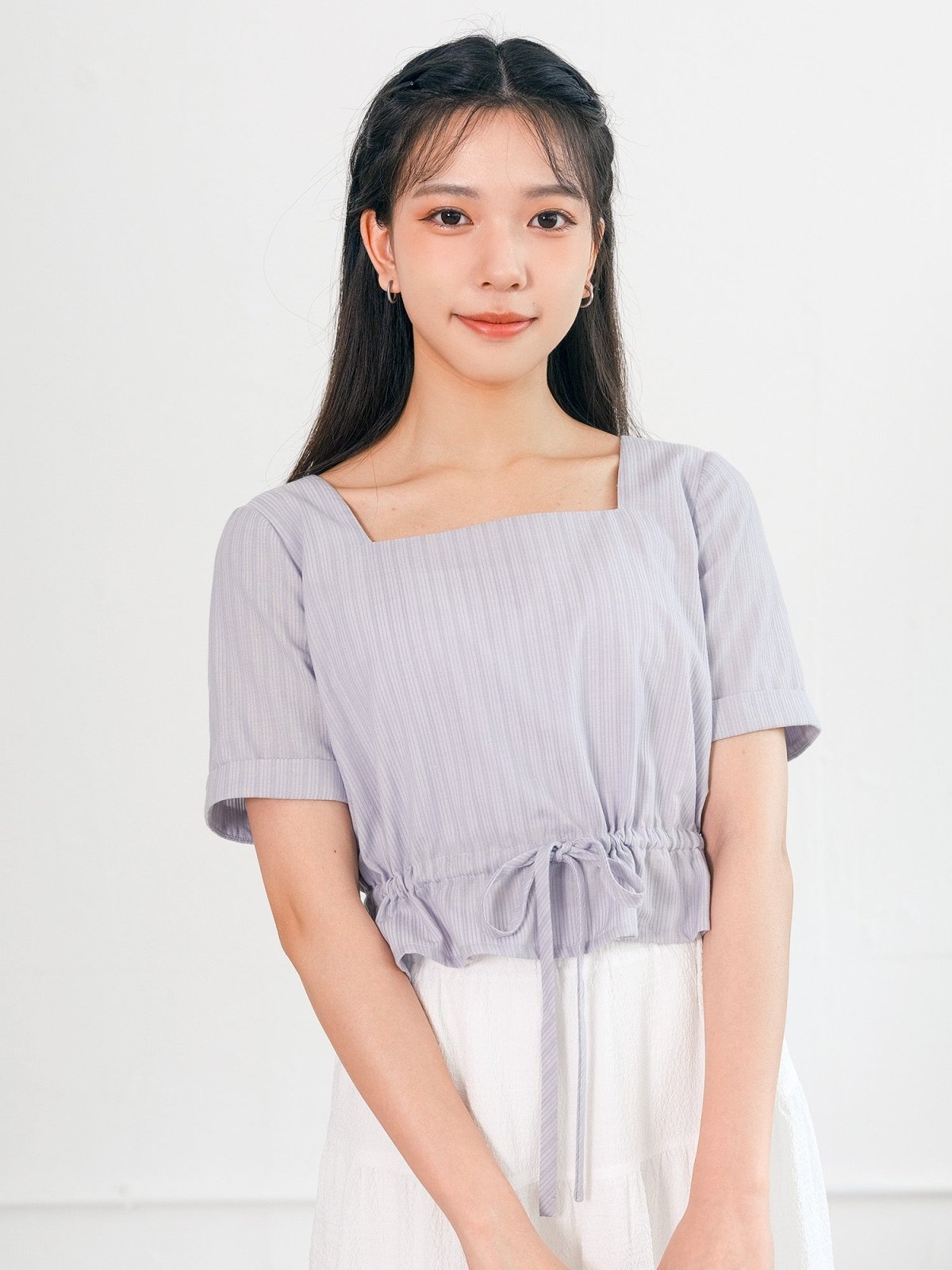Sky Short Sleeve Top - DAG-DD0342-23LilacF - Ash Purple - F - D'zage Designs