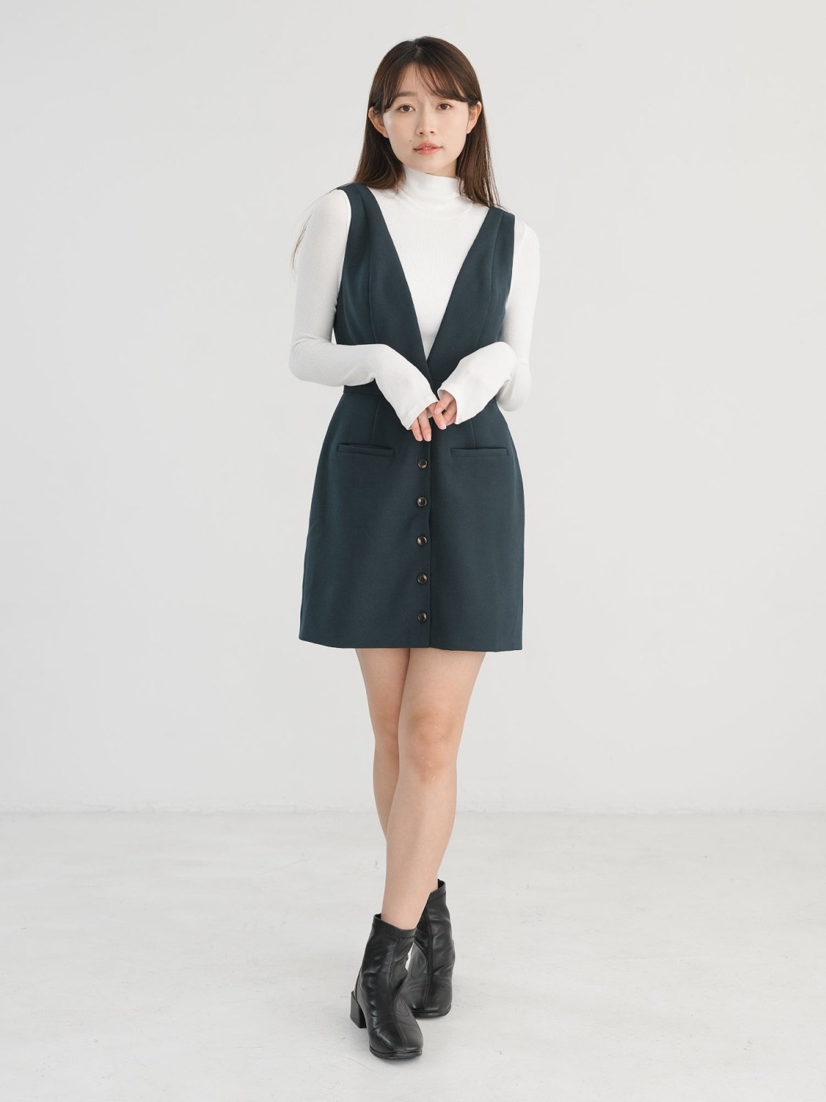 Aspen V-neck Sleeveless Dress - DAG-DD1302-23NavyTealS - Navy Teal - S - D'zage Designs